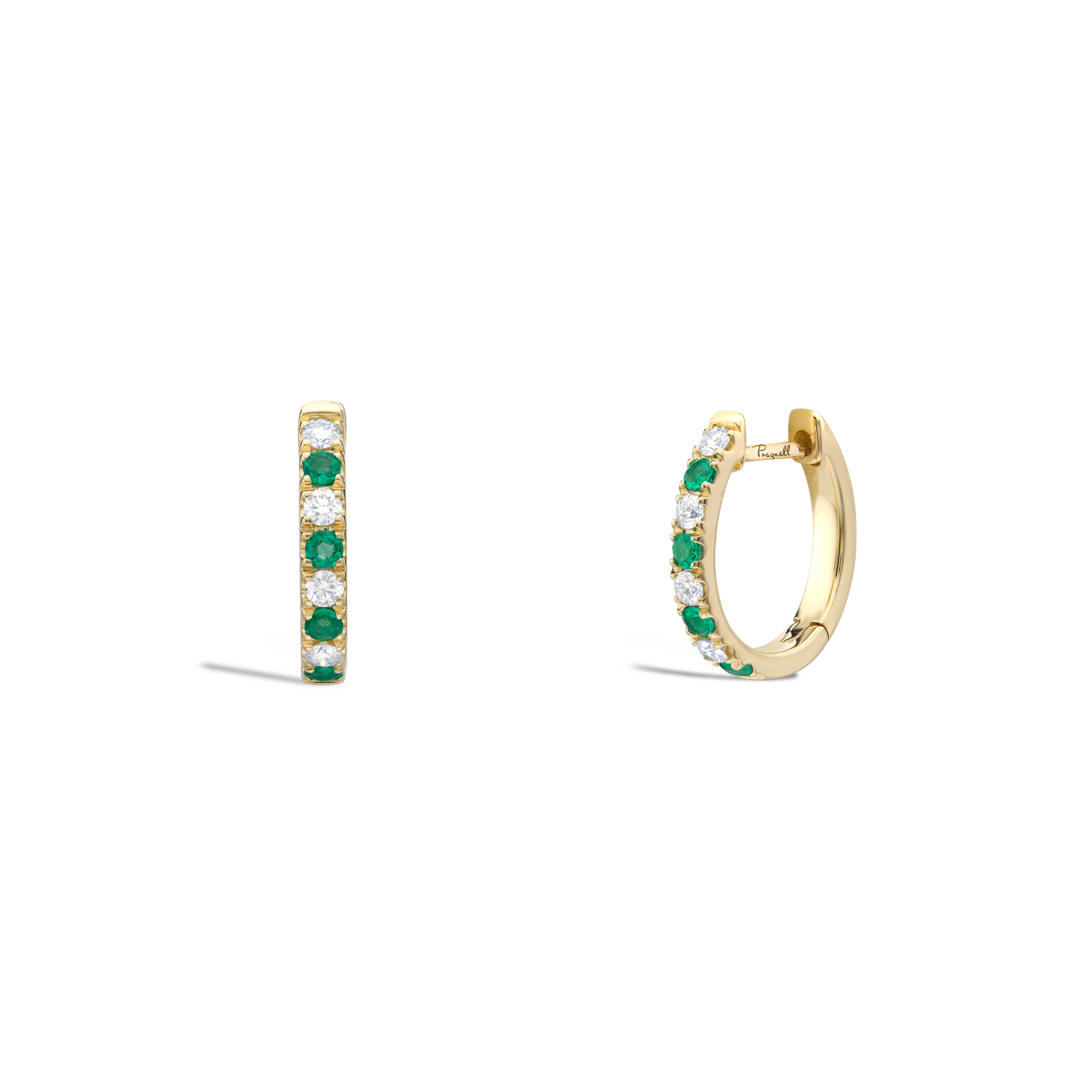 Emerald & Diamond Half Hoop Earrings Brilliant cut, Claw set_1