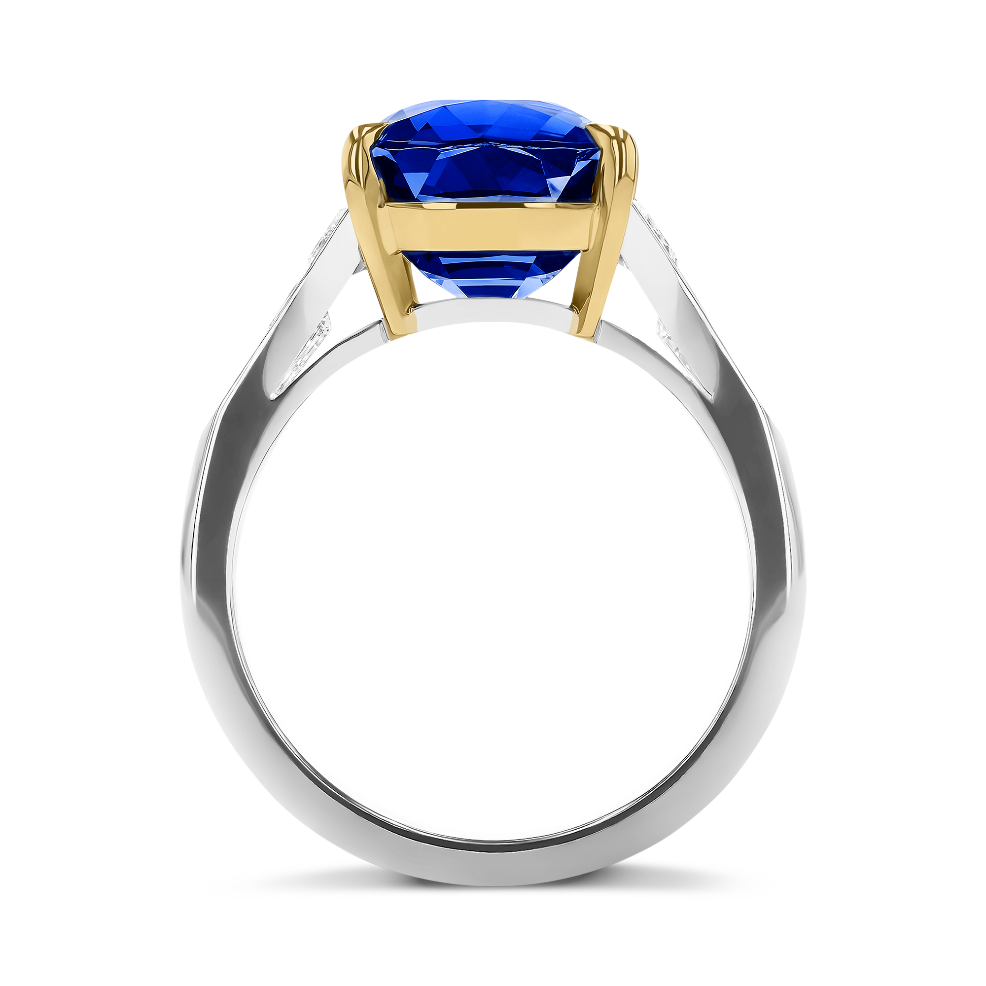 Cushion Cut 8.00ct Kashmir Sapphire and Diamond Ring Cushion & Trapeze Cut, Claw Set_3