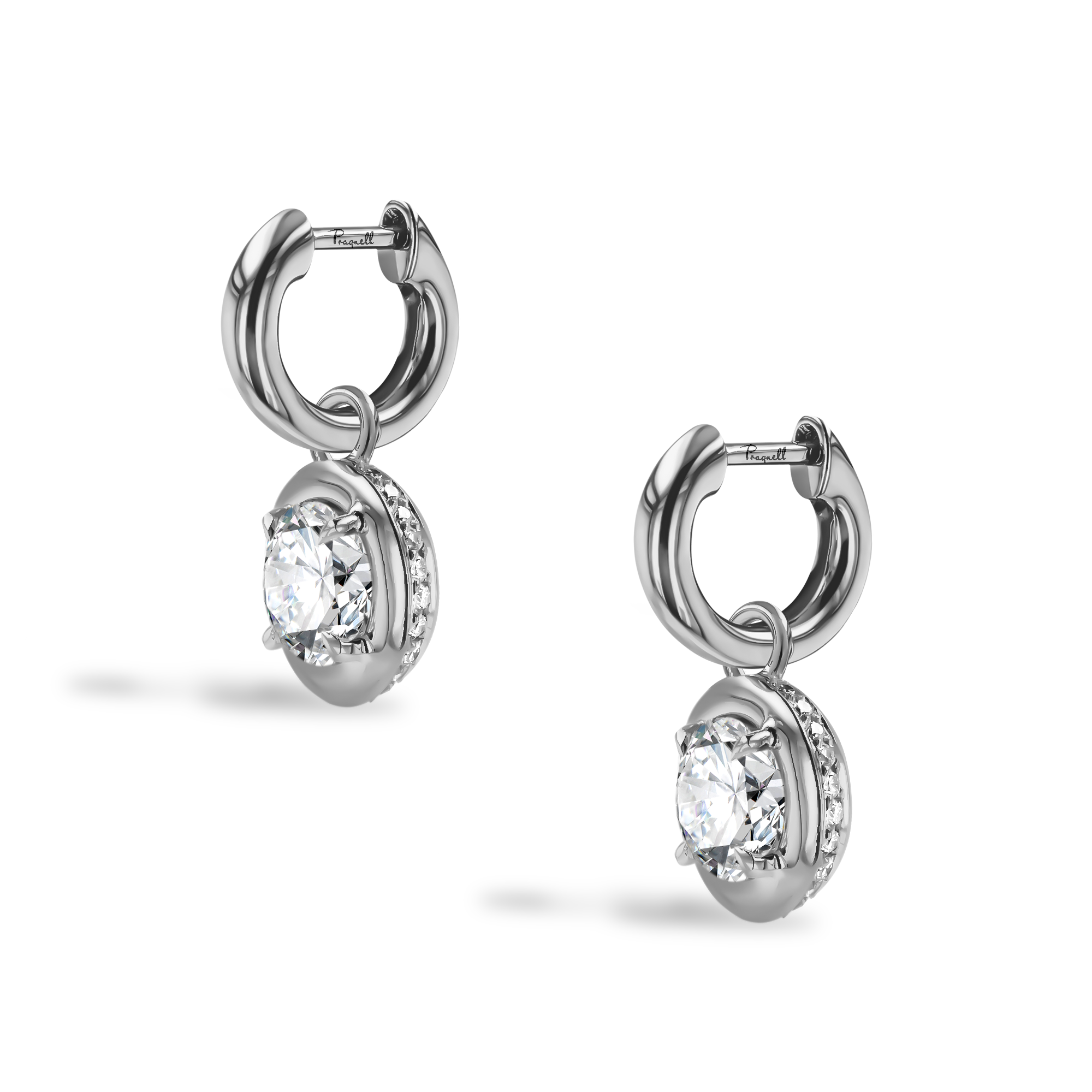 Skimming Stone 2.24ct Botswana Diamond Drop Hoop Earrings Brilliant cut, Claw set_3