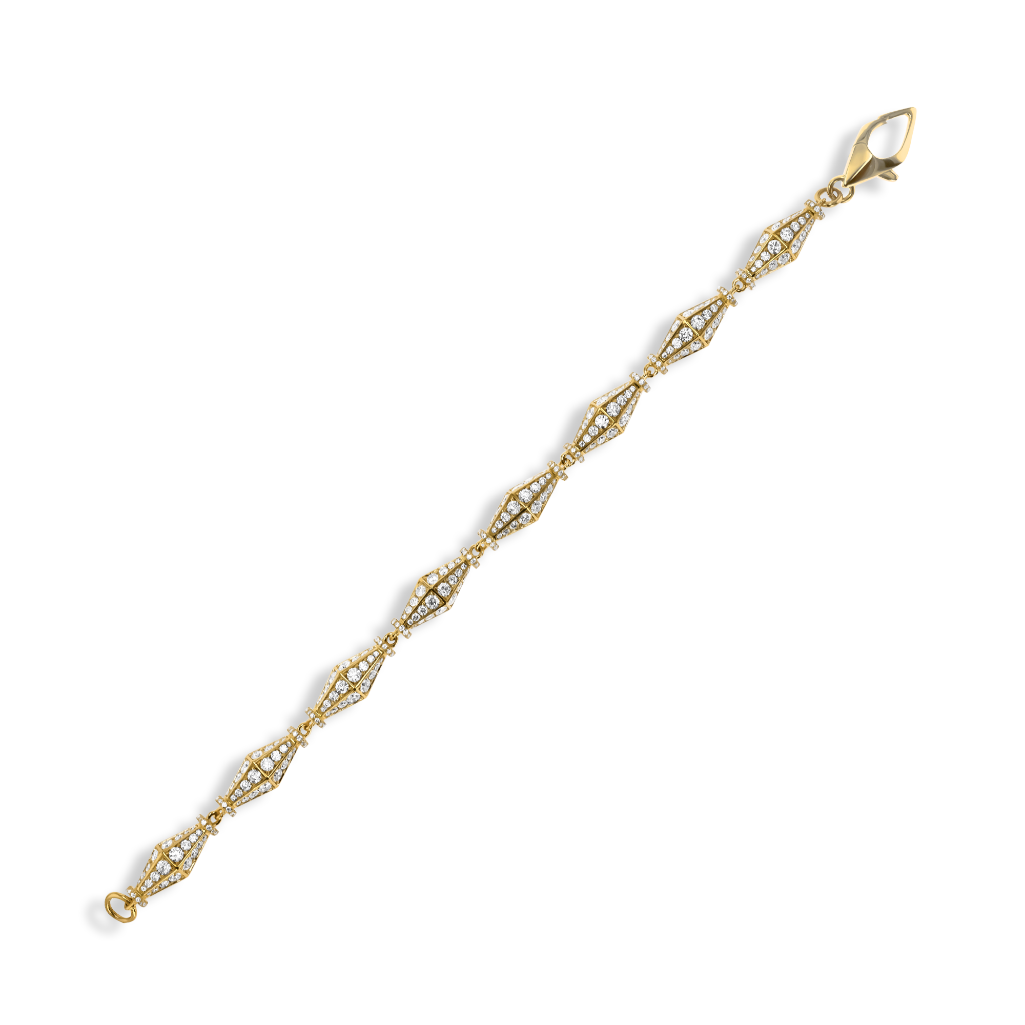 Cleopatra 5.38ct Diamond Gold Faceted Barrel Link Bracelet Brilliant cut, Claw set_2