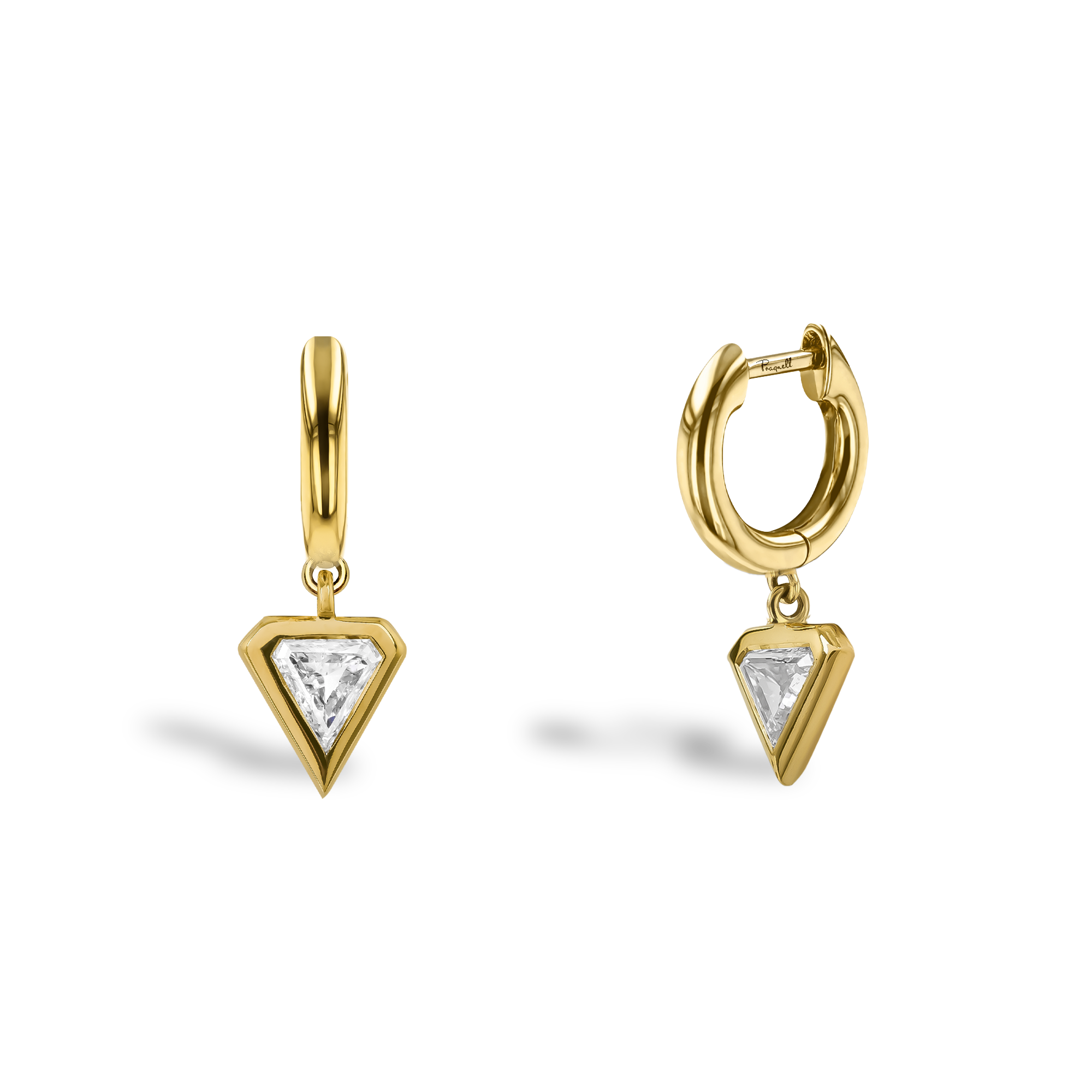 Shield Cut 0.41ct Diamond Drop Earrings Shield Cut, Rubover Set_1