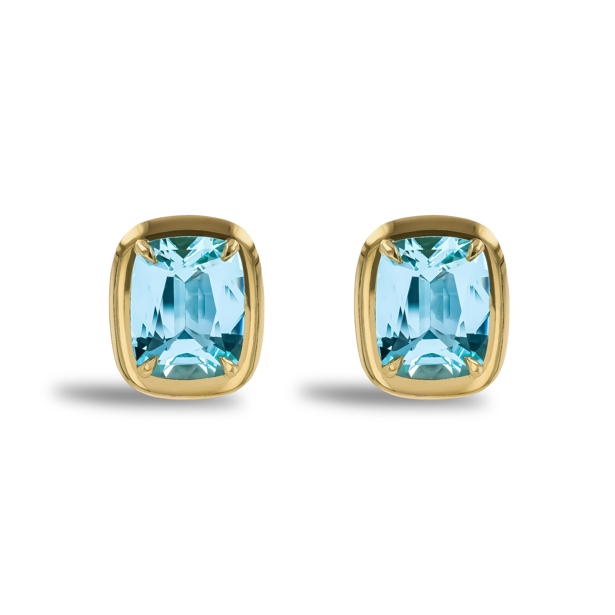 Skimming Stone 4.86ct Lukusuzi Aquamarine and Diamond Earrings Cushion modern cut, Claw set_1