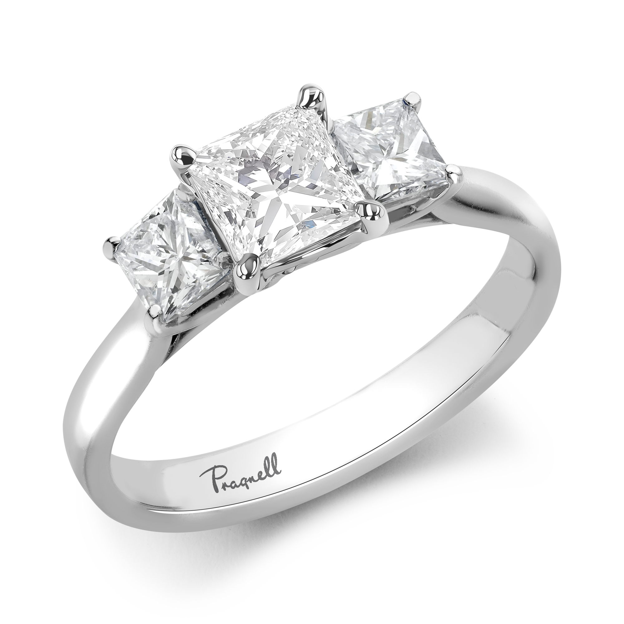 Princess Cut 1.20ct Diamond Three Stone Ring in Platinum Princess Cut, Claw Set_1