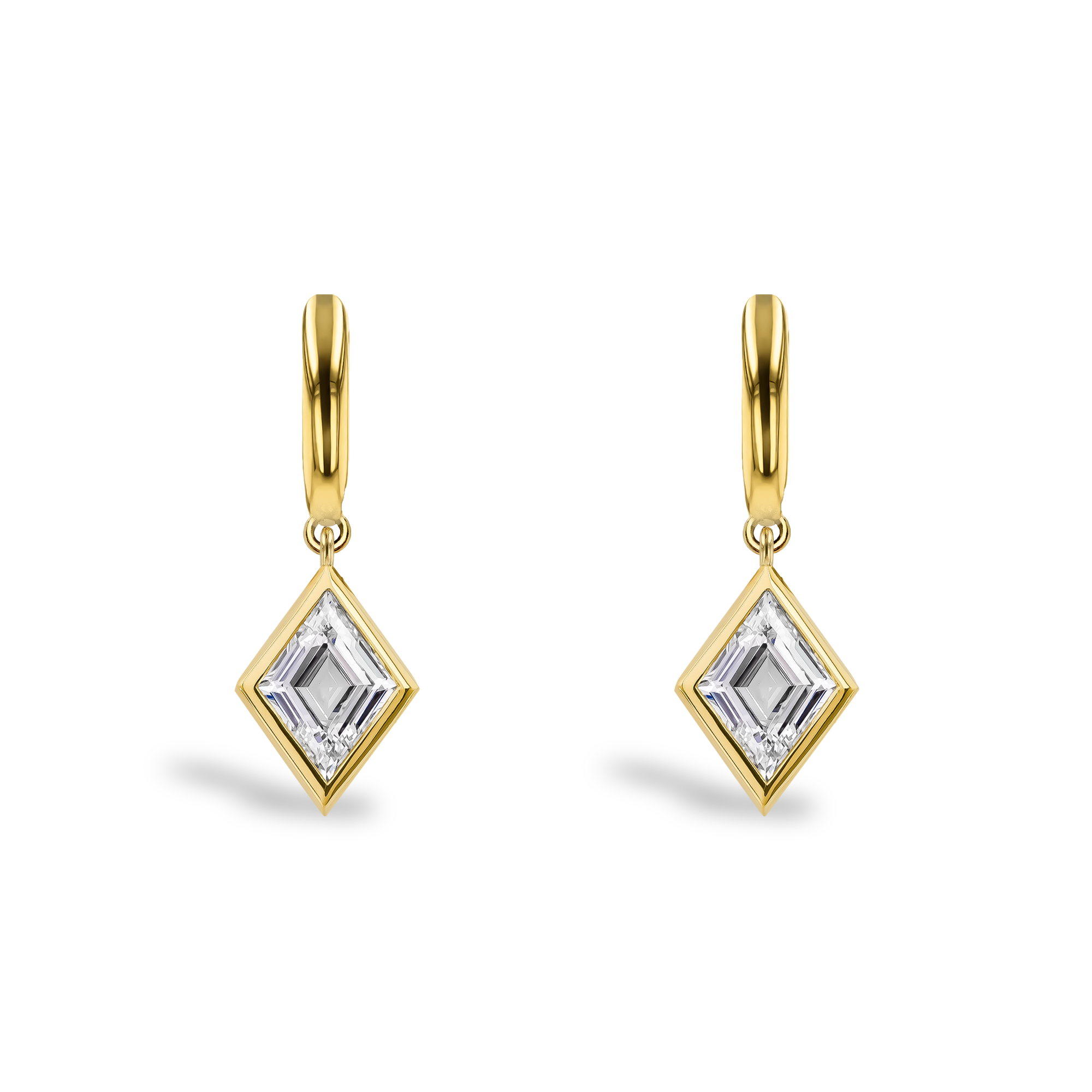 Lozenge Cut 1.27ct Diamond Drop Earrings Lozenge Cut, Rubover Set_2