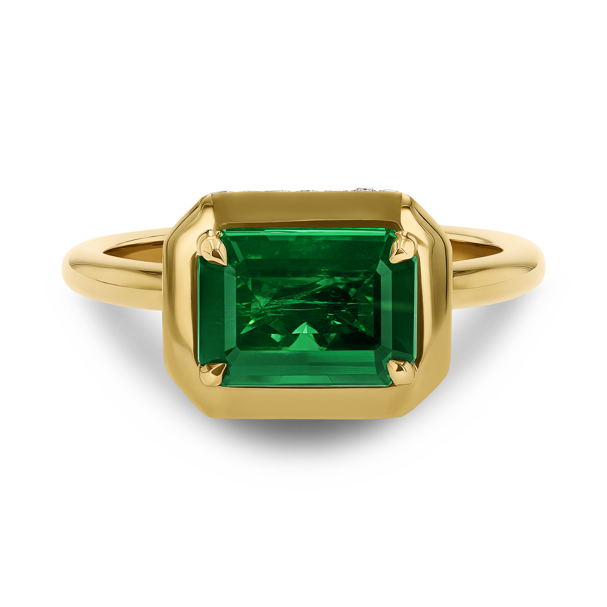 Skimming Stone 1.98ct Emerald and Diamond Solitaire Ring Emerald Cut, Claw Set_2