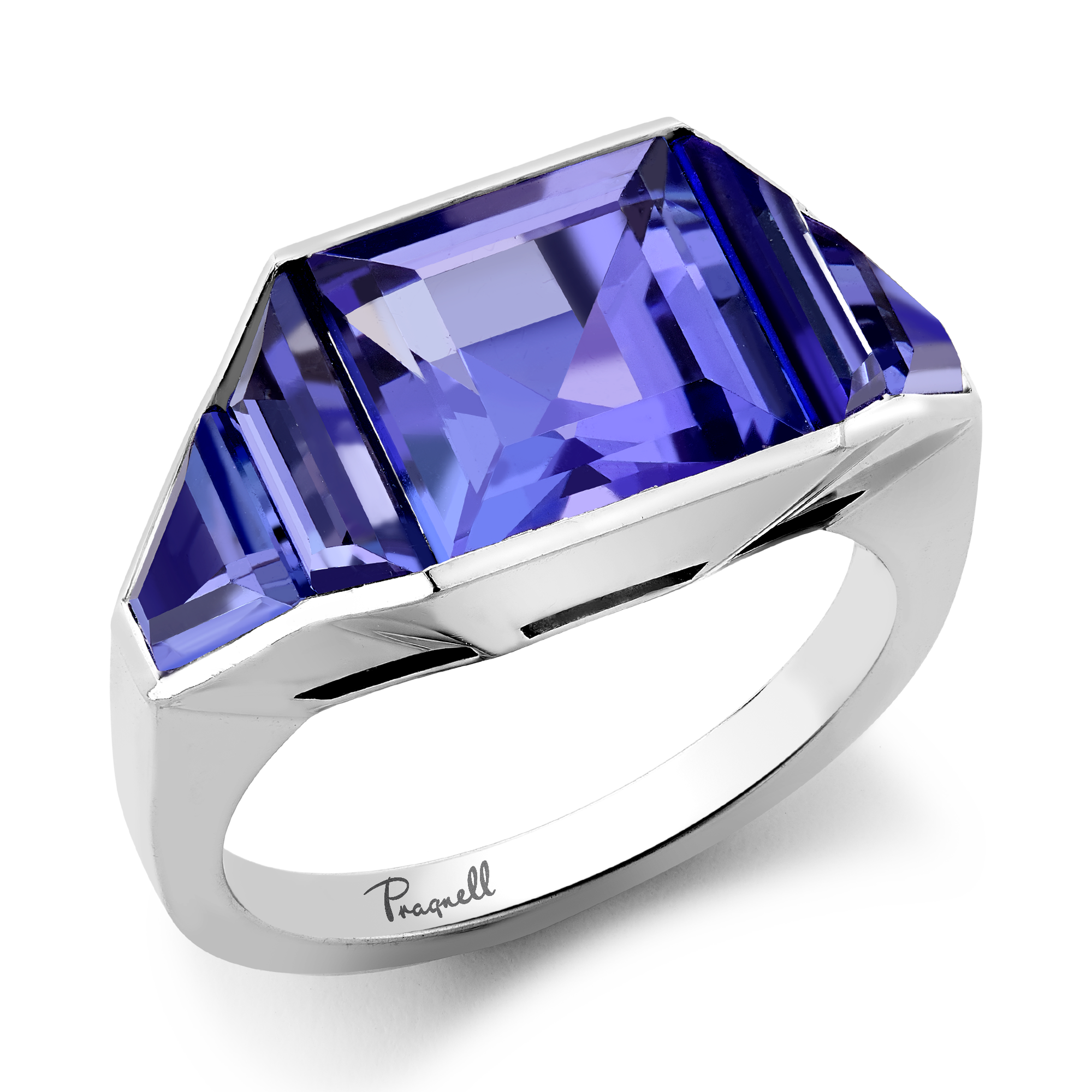 Kingdom Tanzanite Ring Carre Cut, Rubover Set_1