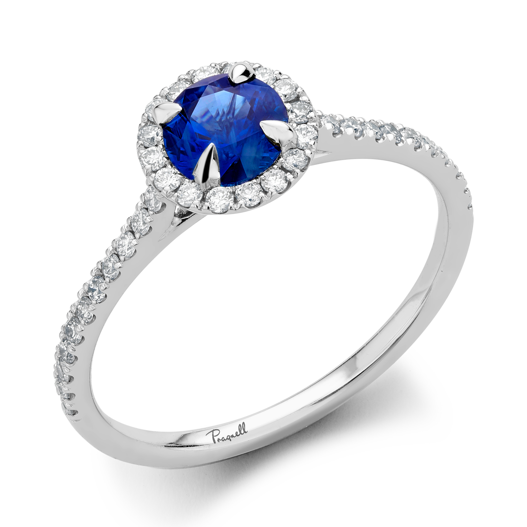 Sapphire and Diamond Cluster Ring Brilliant Cut, Claw & Grain Set_1