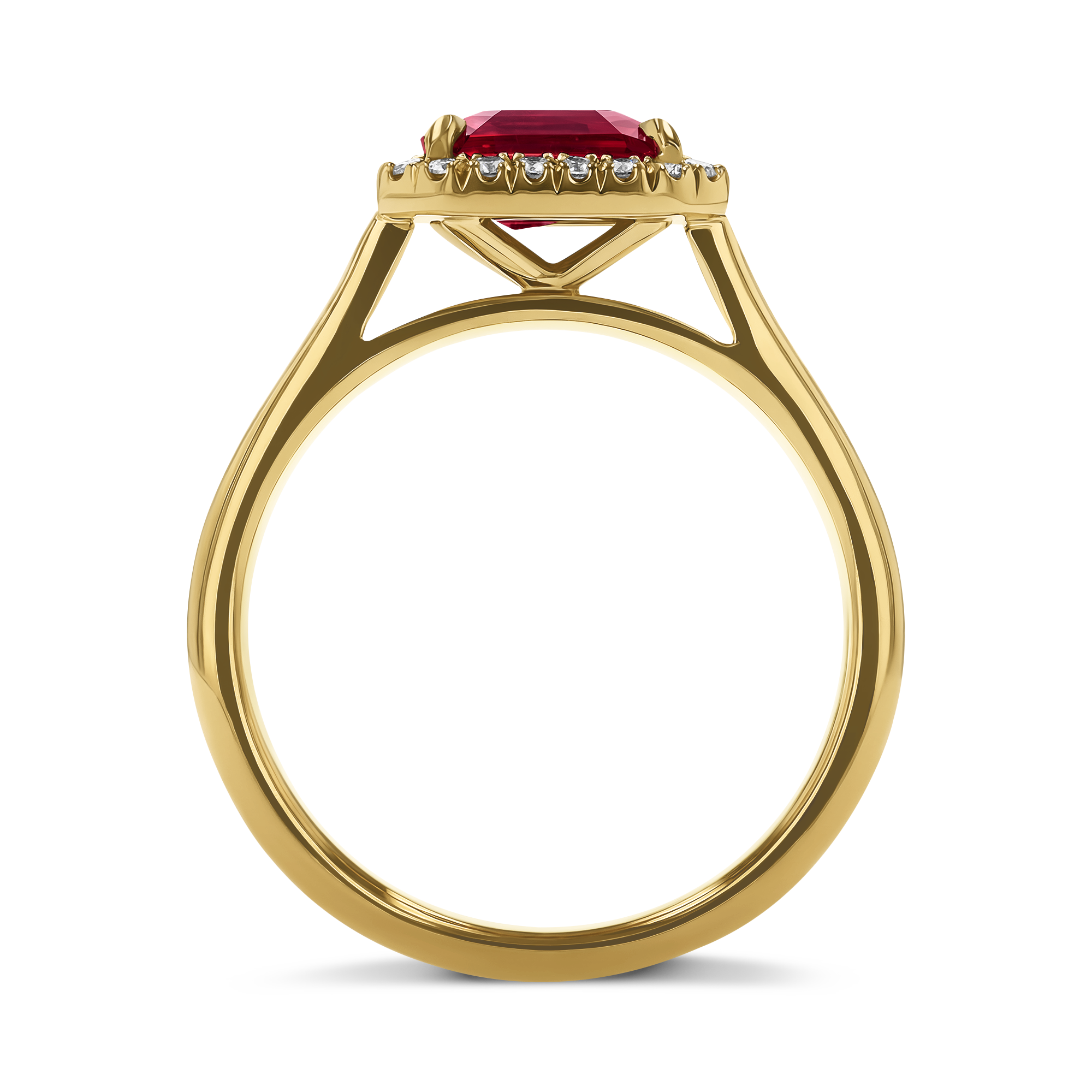 Octagon Cut 1.49ct Mozambique Ruby and Diamond Ring Octagon Cut, Claw Set_3