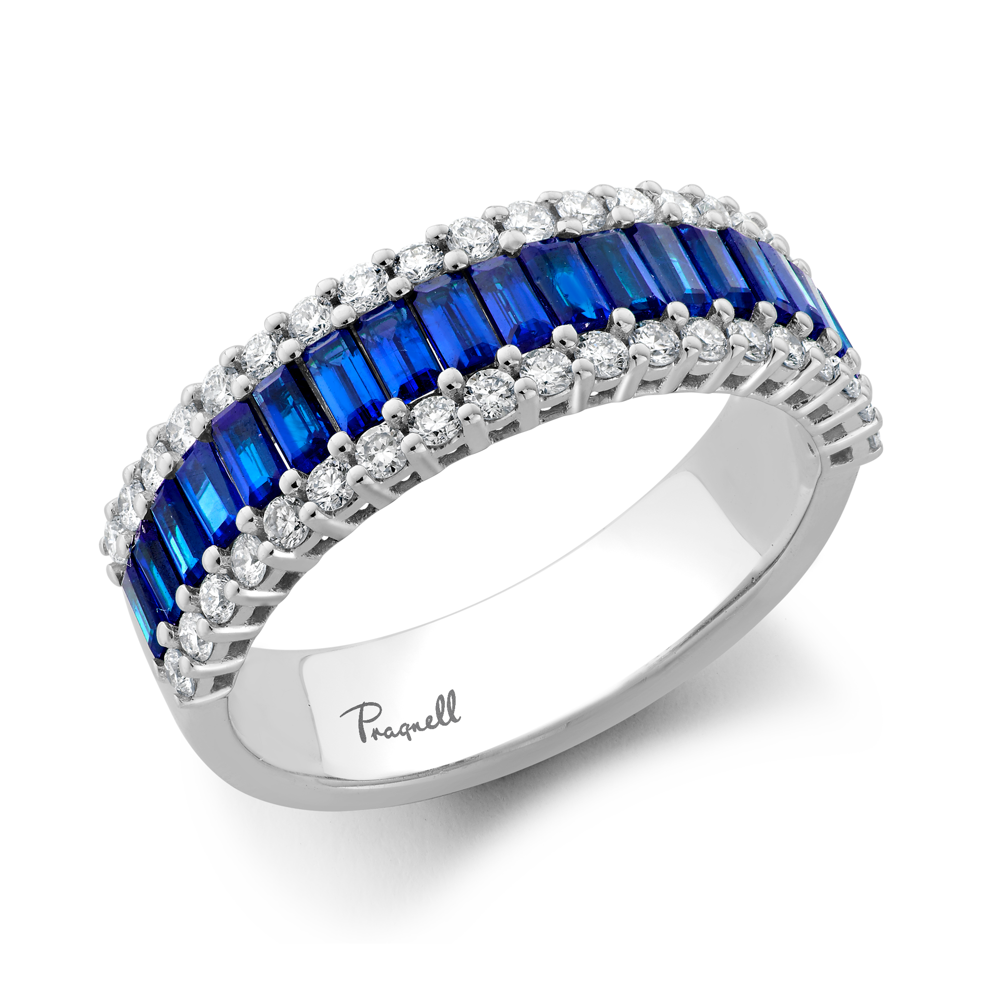 Sapphire and Diamond Eternity Ring Baguette Cut, Brilliant Cut, Claw Set_1