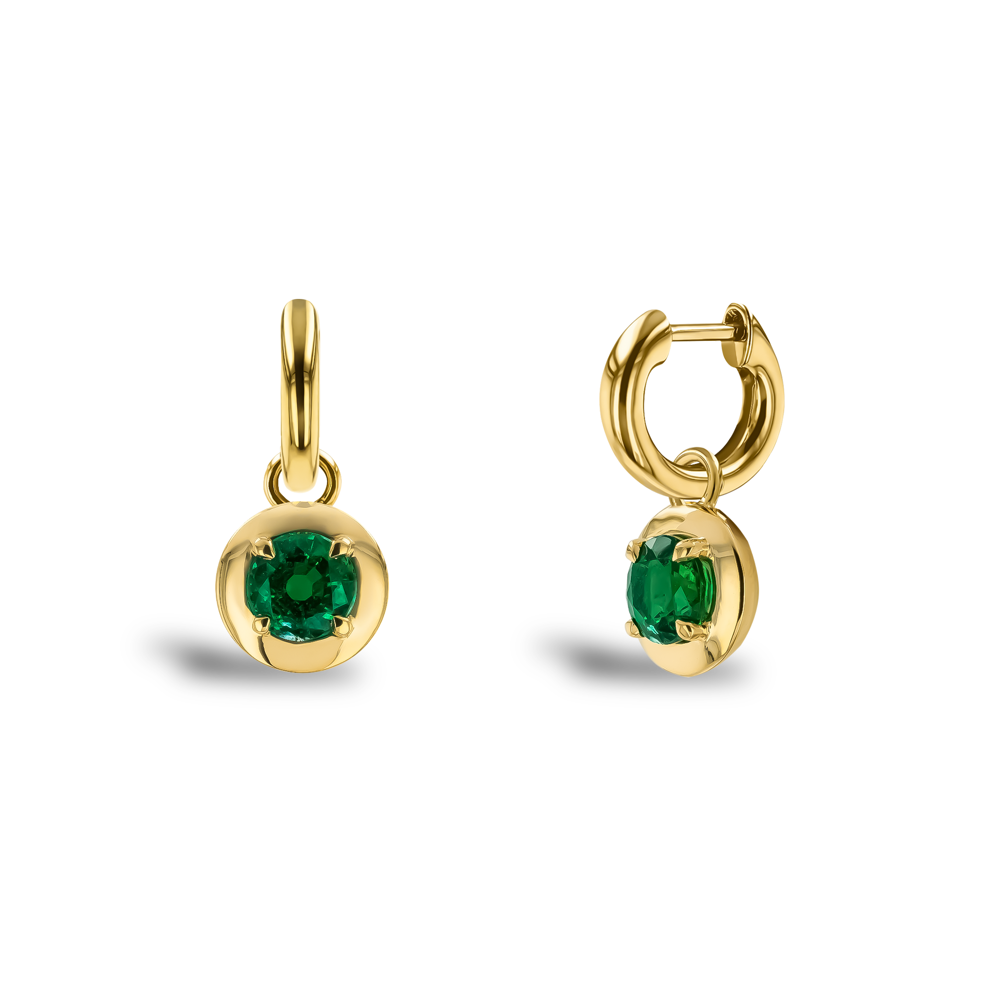 Skimming Stone Brilliant Cut 1.05ct Emerald Drop Earrings Brilliant cut, Claw set_1