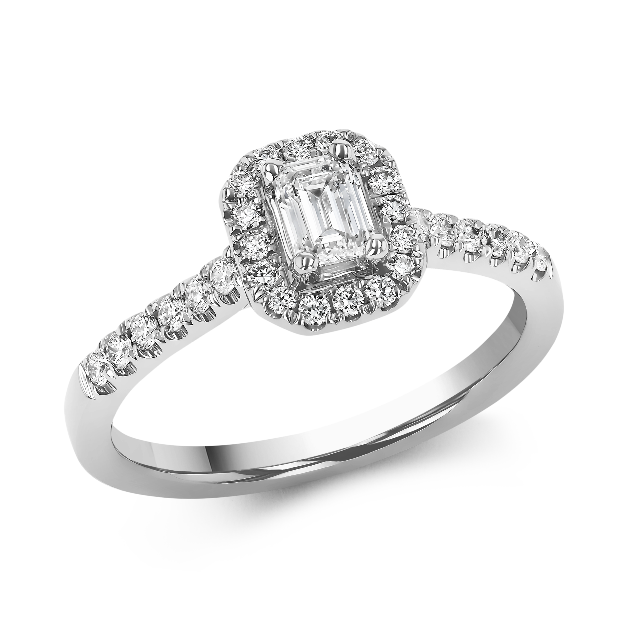 0.30CT Diamond Cluster Ring Emerald Cut, Cluster, Brilliant Shoulders_1