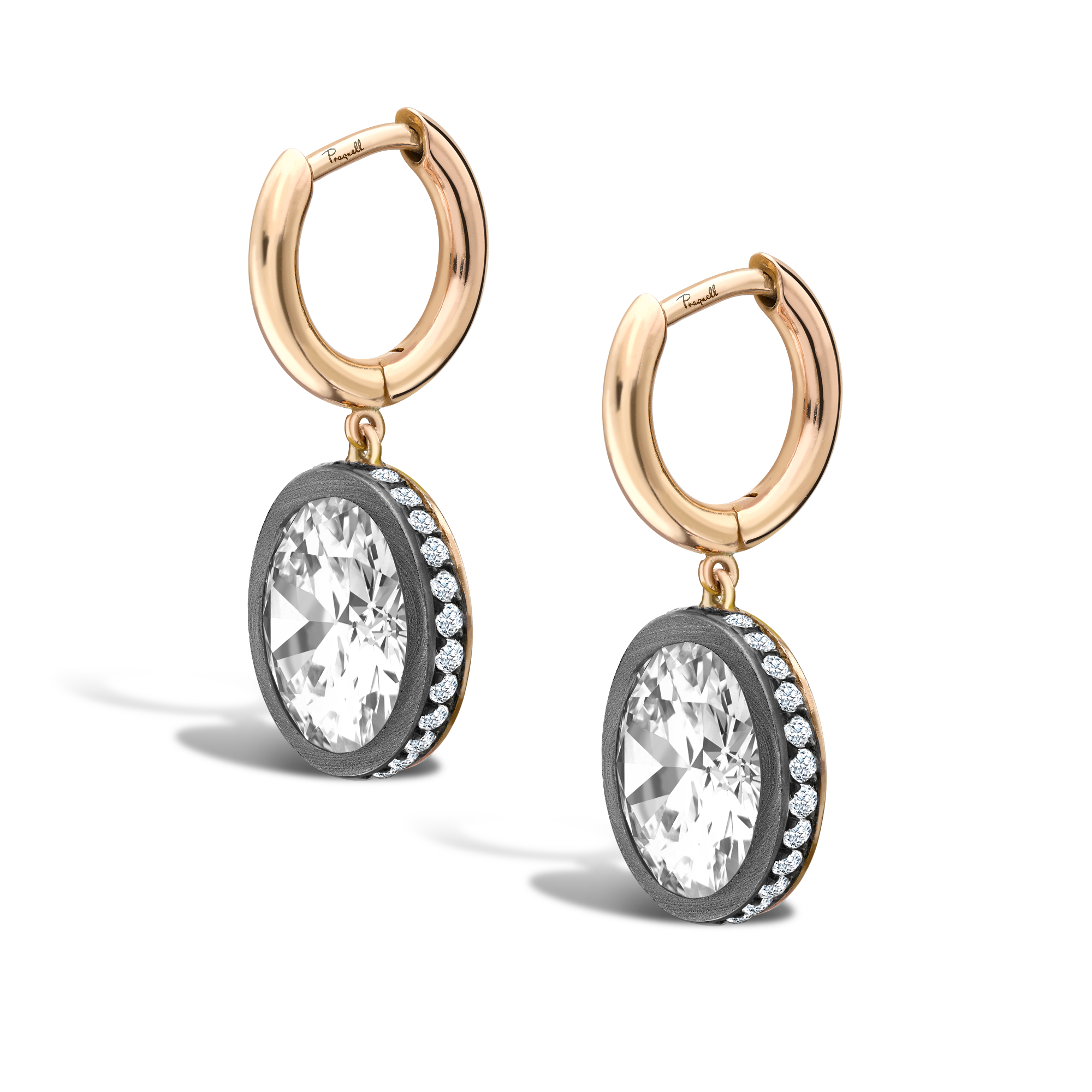 Masterpiece Legacy 7.21ct Diamond Drop Hoop Earrings Brilliant Cut, Rubover Set_3