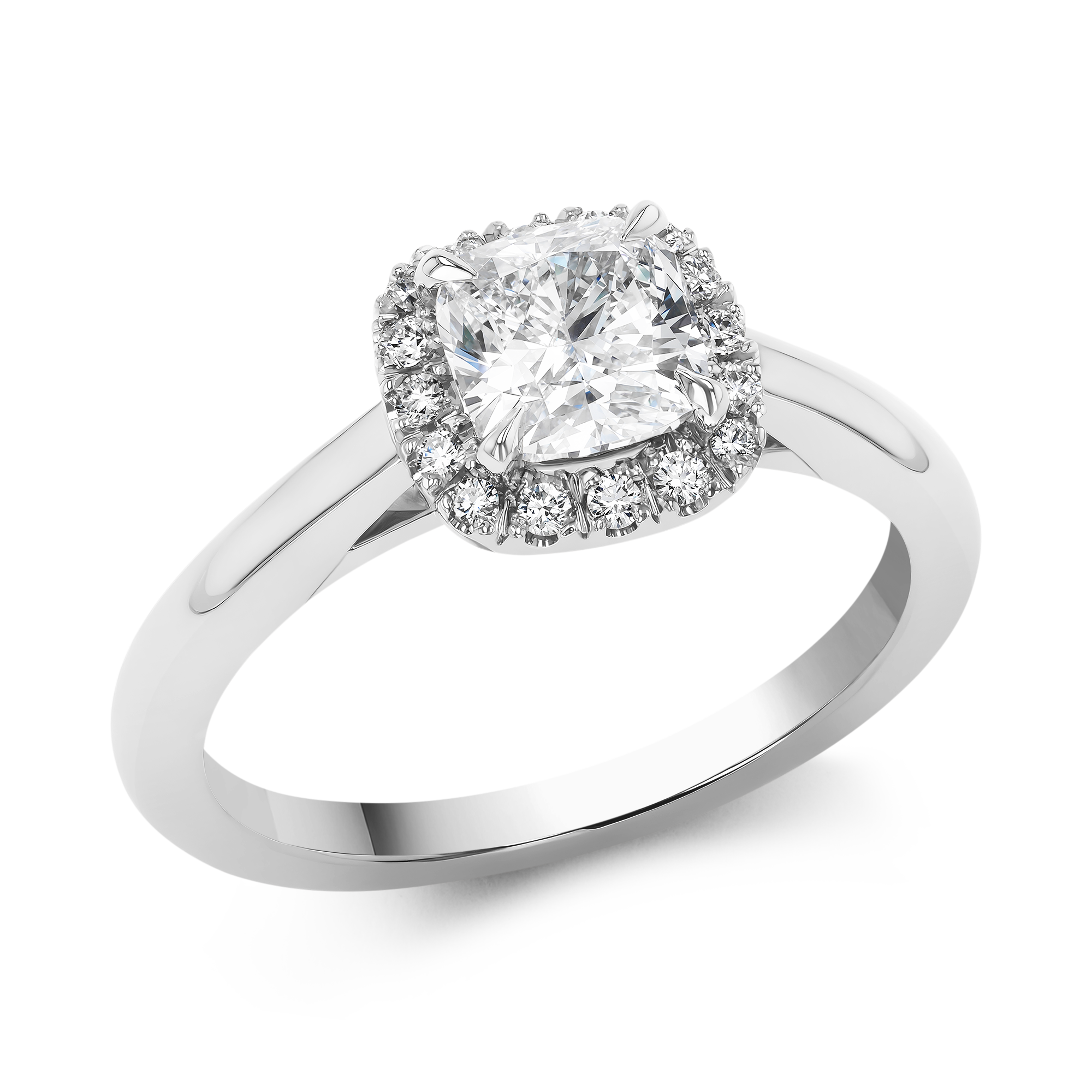 Cushion Cut 1.01ct Diamond Cluster Ring Cushion modern cut, Claw set_1