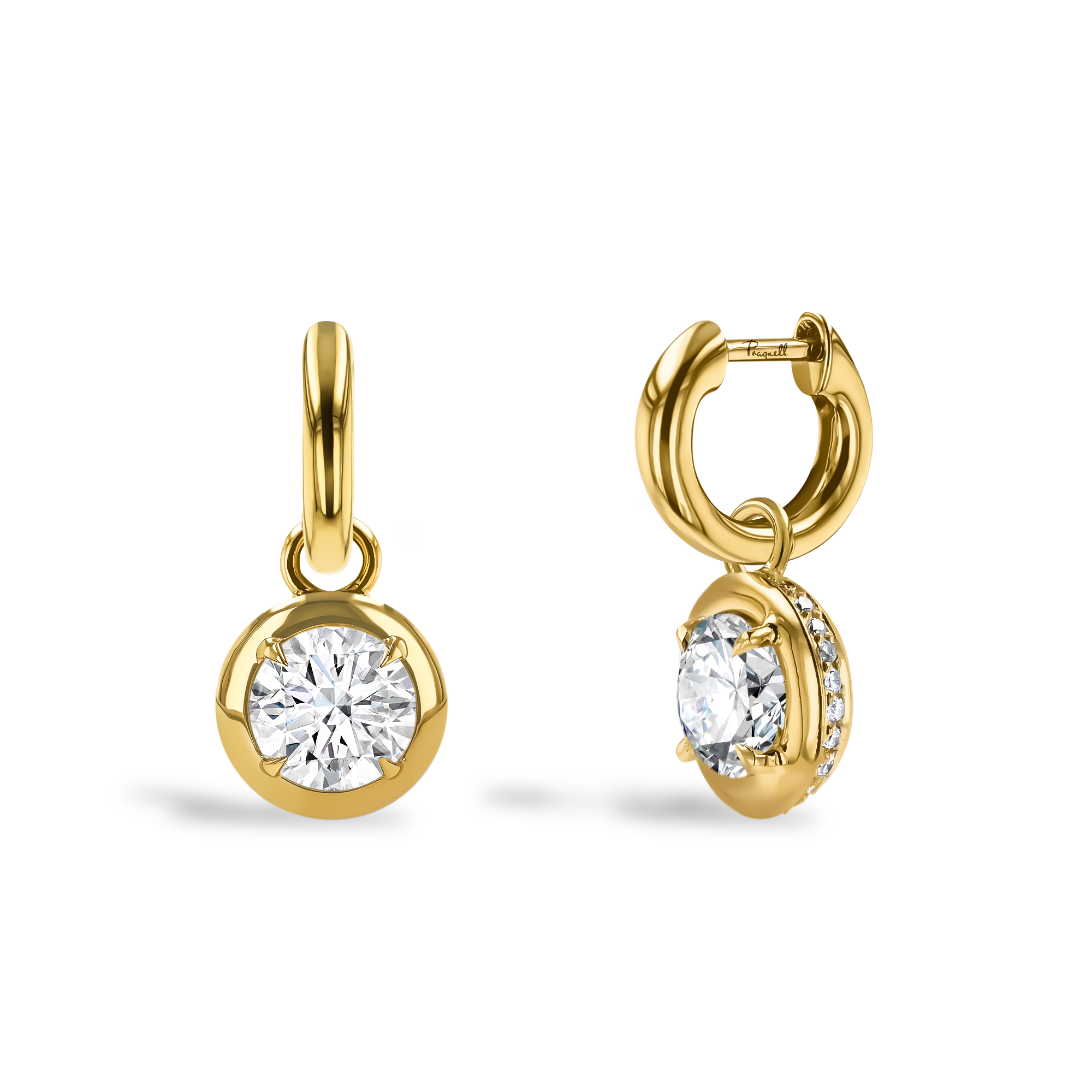 Skimming Stone 2.24ct Botswana Diamond Drop Hoop Earrings Brilliant cut, Claw set_1