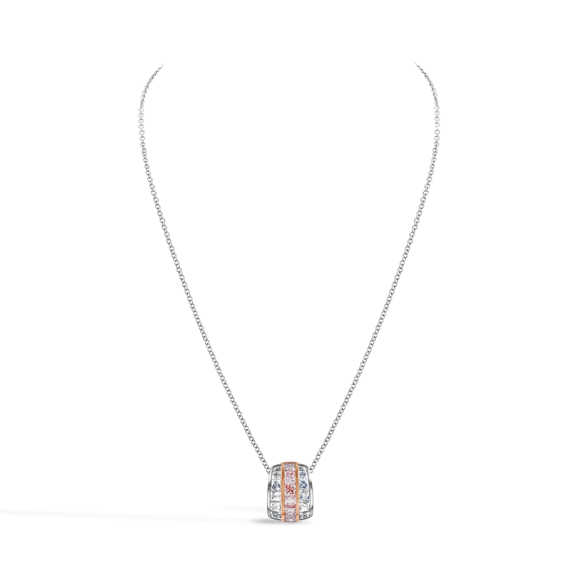 Manhattan 1.51ct Diamond and Pink Diamond Pendant French & Princess Cut, Channel Set_2