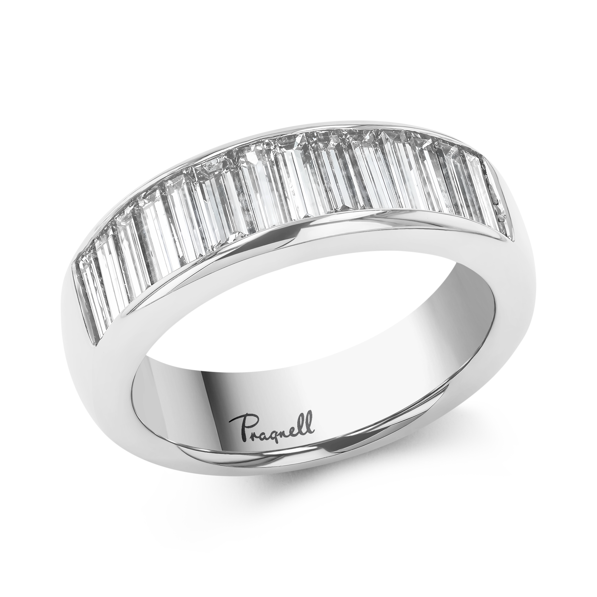 Baguette Cut 1.92ct Diamond Half Eternity Ring in White Gold Baguette Cut, Eternity, Channel Set_1