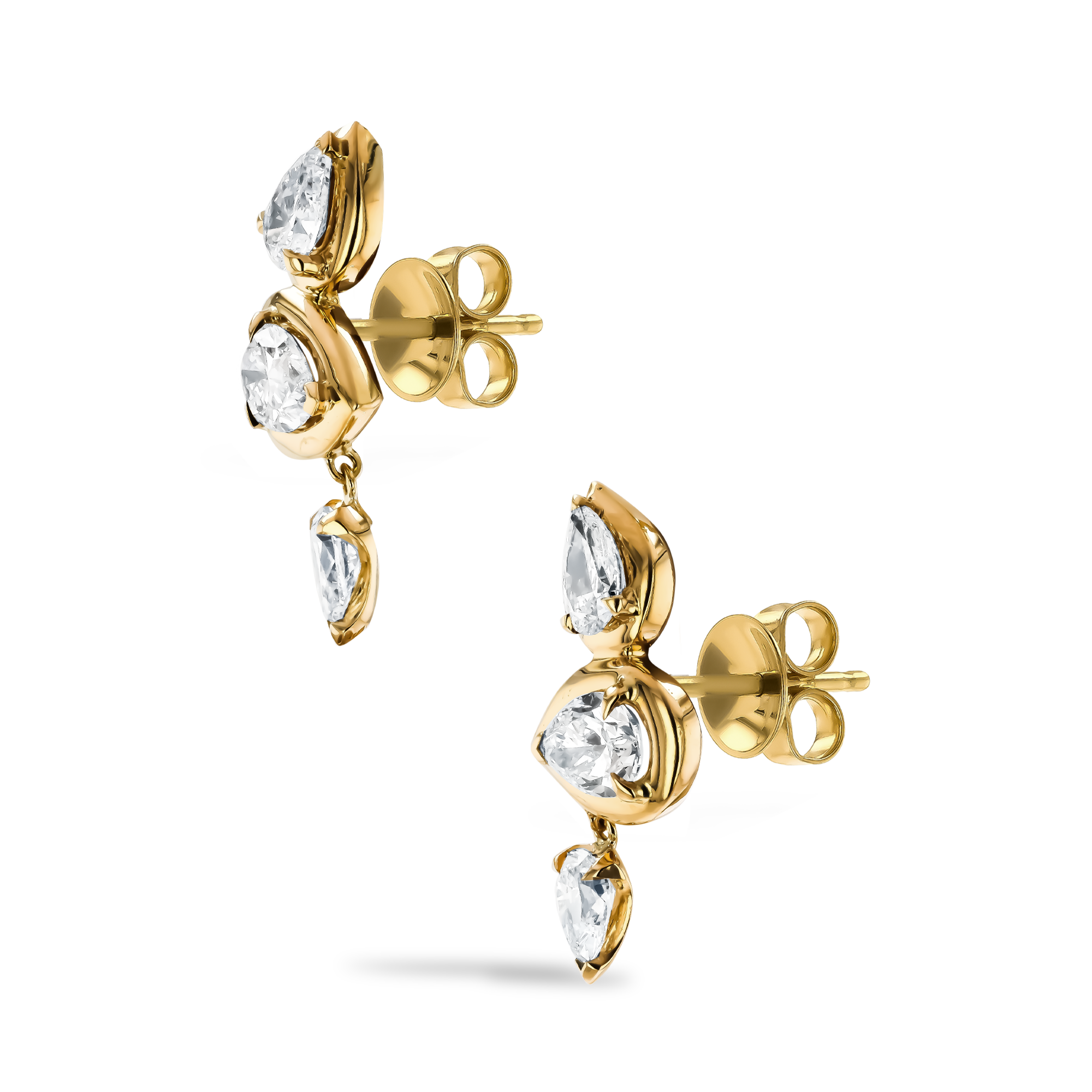 Skimming Stone 1.71ct Diamond Drop Earrings Pearshape, Claw Set_2