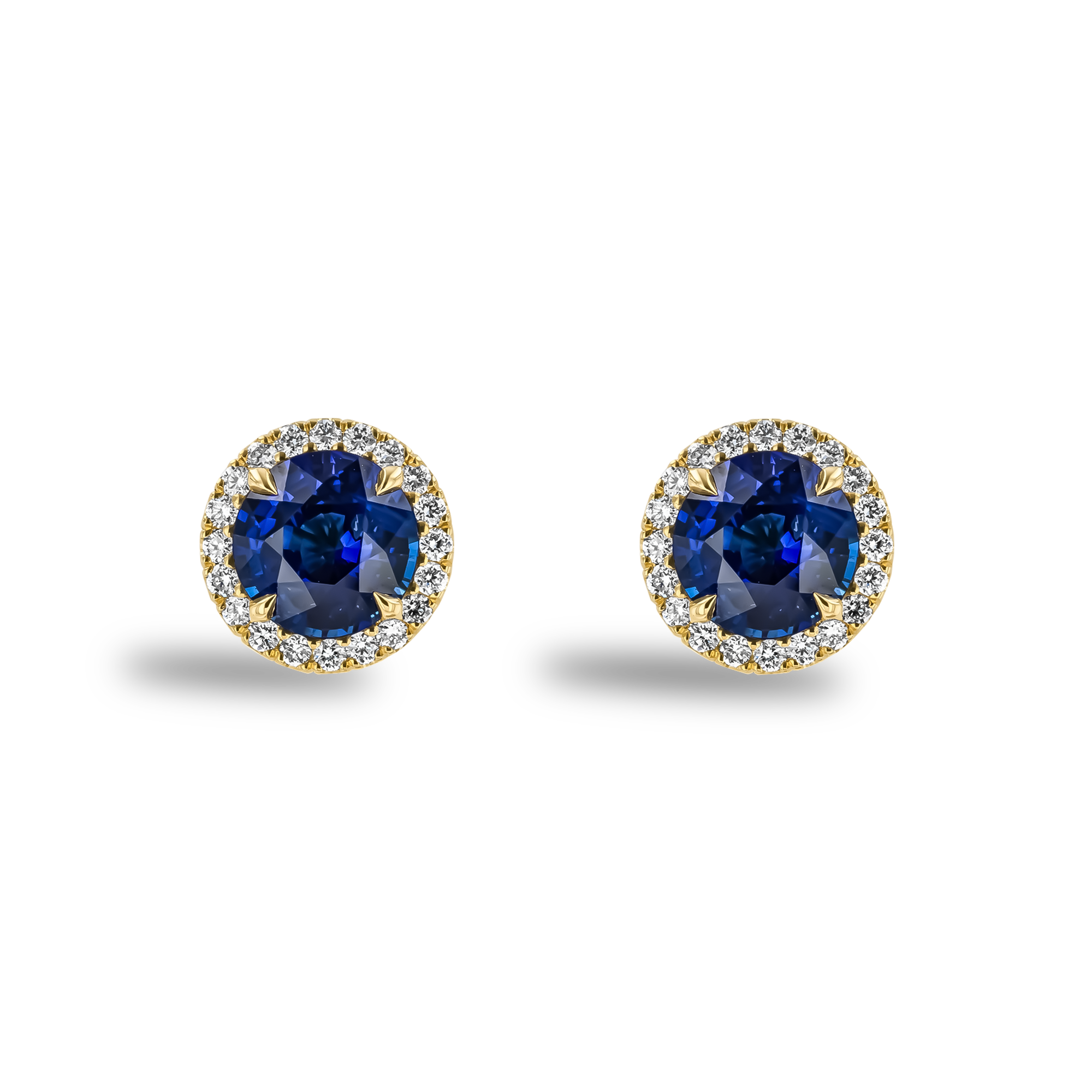 Brilliant Cut 3.01ct Sri Lankan Sapphire and Diamond Earrings Brilliant cut, Claw set_1