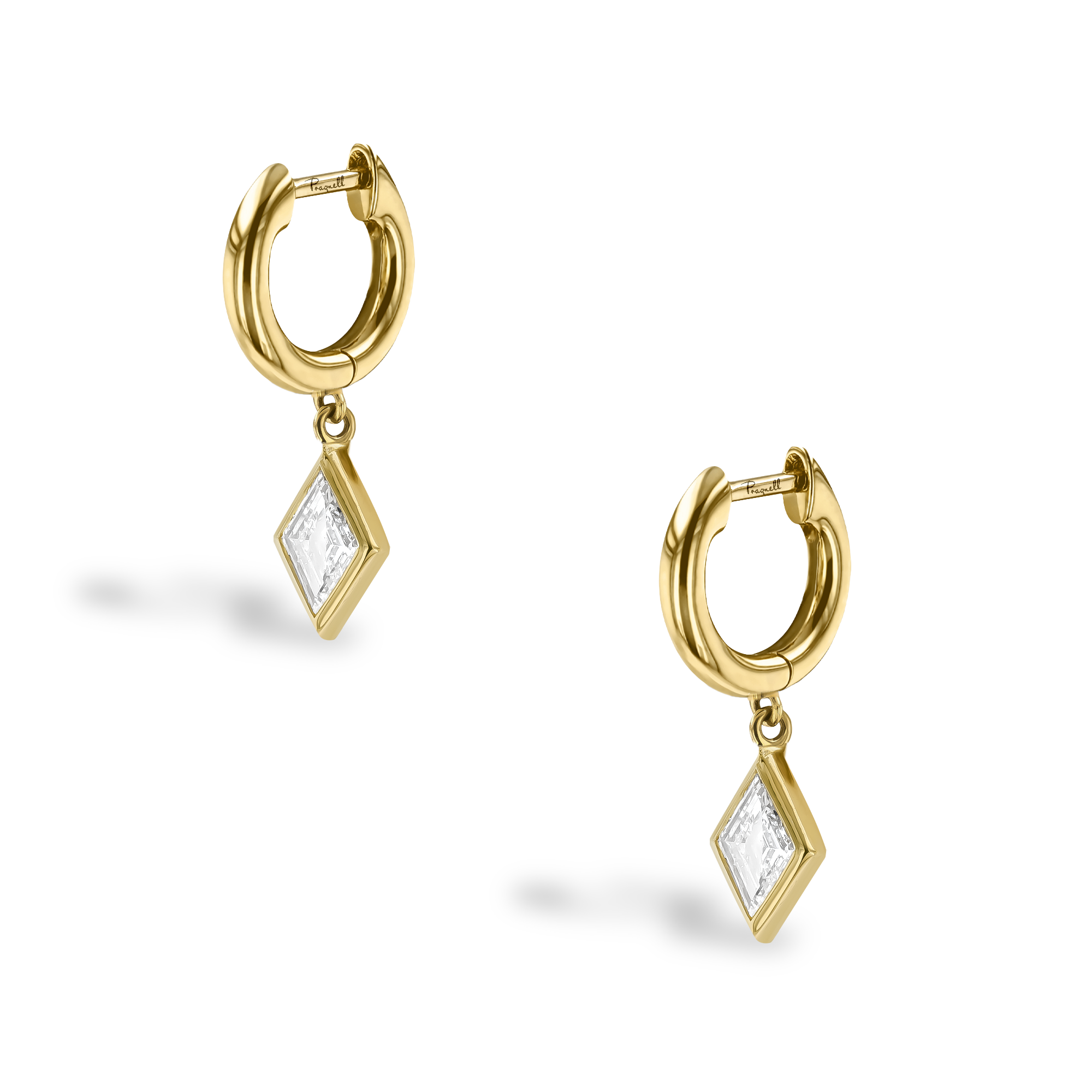 Lozenge Cut 1.02ct Diamond Drop Earrings Lozenge Cut, Rubover Set_3