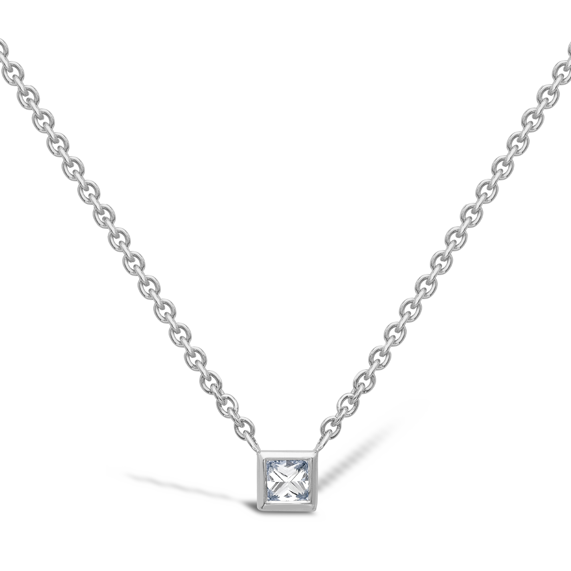 RockChic Diamond Solitaire Pendant Princess Cut, Rubover Set_1