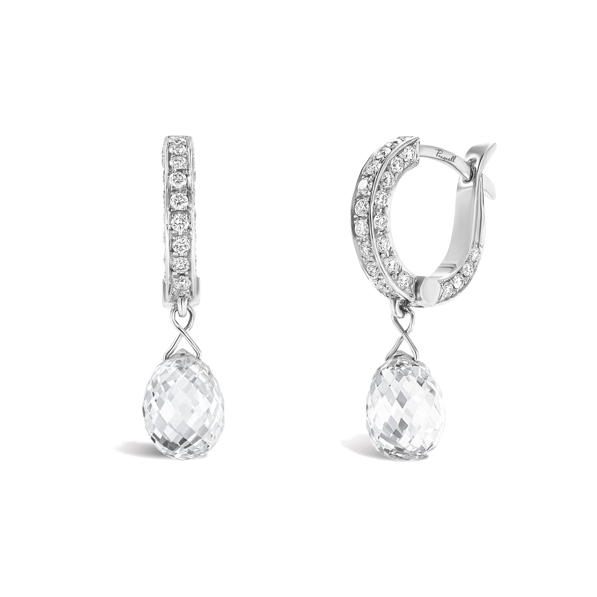 Briolette Diamond Drop Earrings Briolette & Brilliant Cut, Thread Set_1