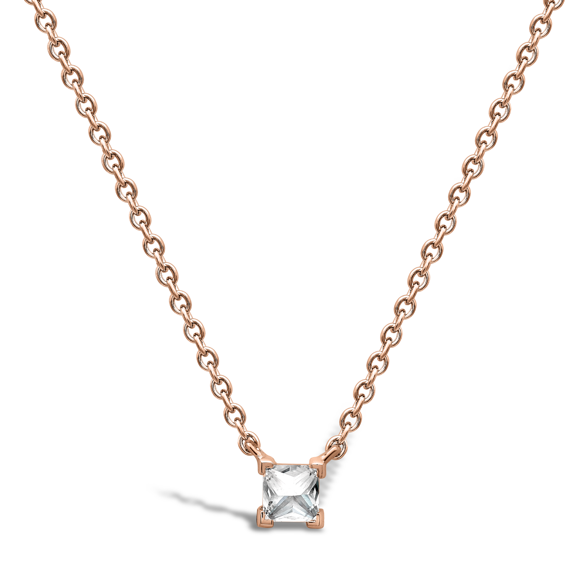 RockChic Diamond Solitaire Necklace Princess Cut, Claw Set_1