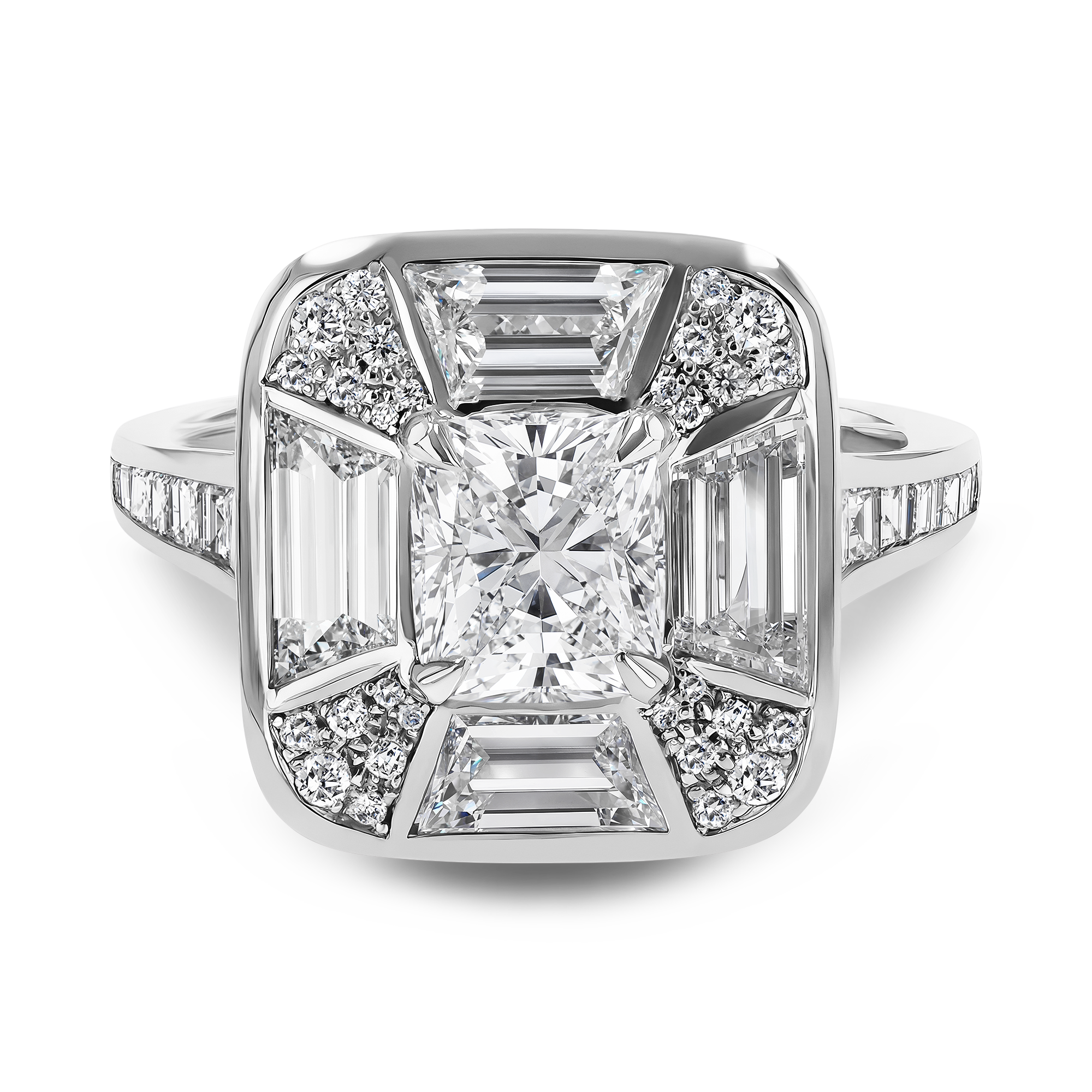 Coronation Setting Cushion Cut Diamond Ring Cushion Cut, Four Claw Set_2