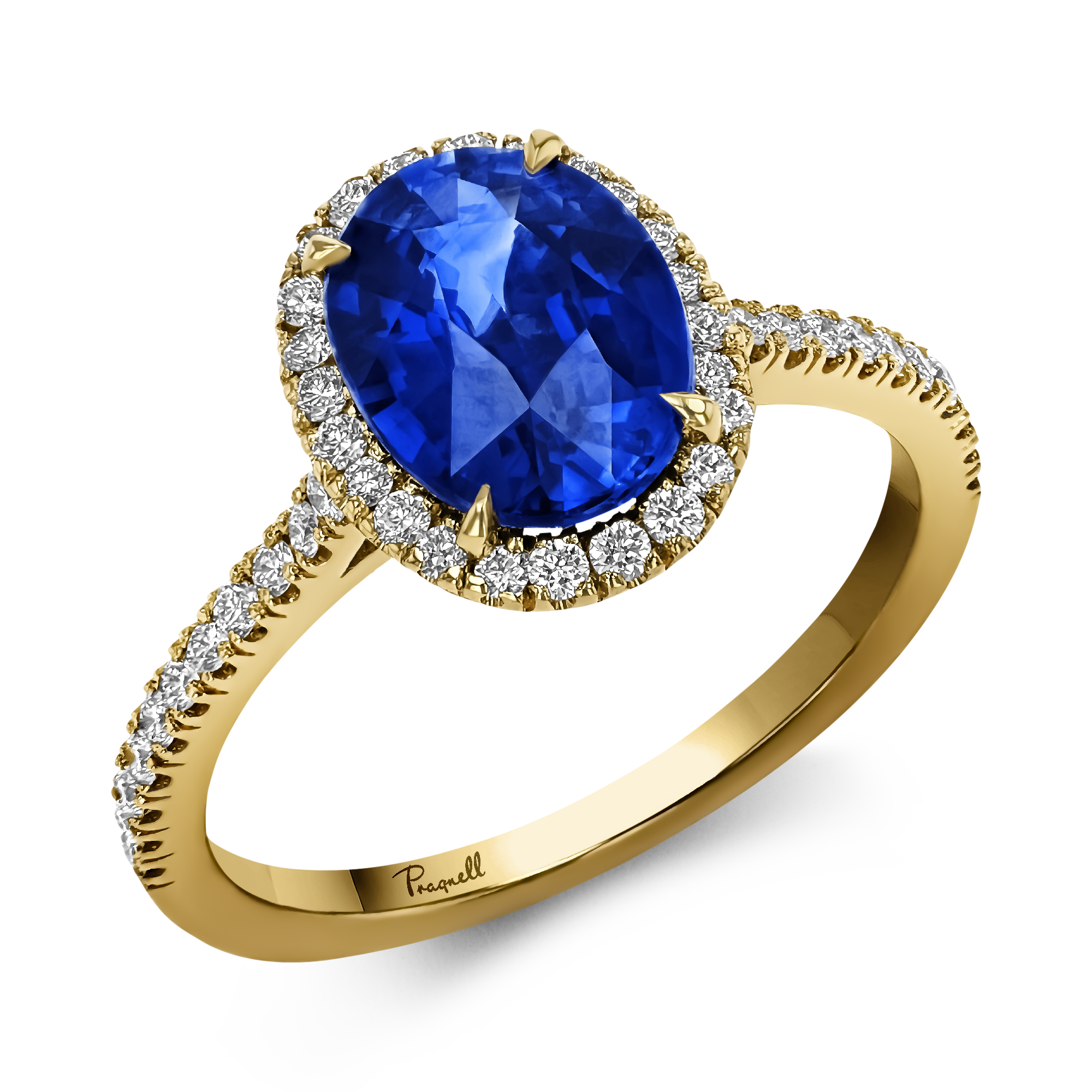 Celestial 2.06ct Sapphire and Diamond Cluster Ring Oval Cut, Claw Set_1