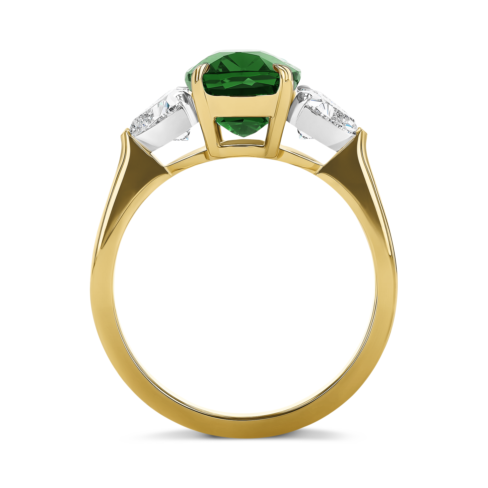 Venus Setting 4.87ct Emerald and Diamond Three Stone Ring Oval Cut, Claw Set_3