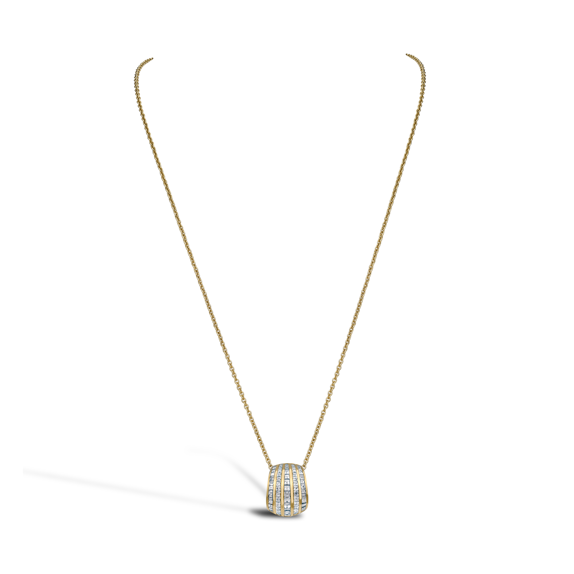 Manhattan Five Row Diamond Pendant Carre & French Cut, Channel Set_2