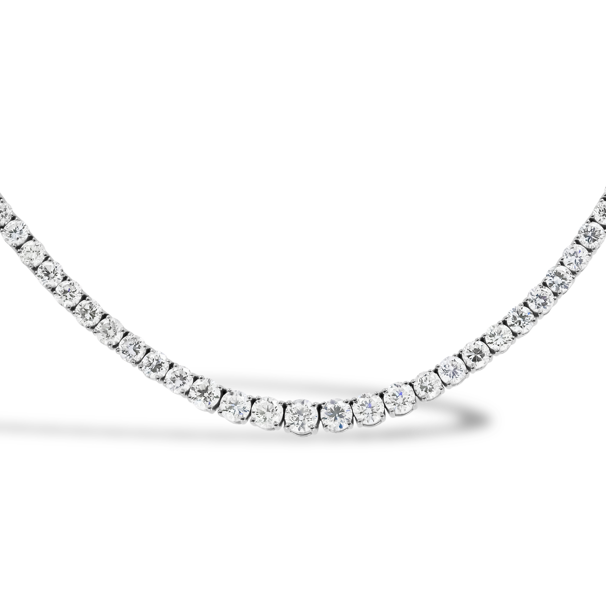 Contemporary Brilliant Cut 18.61ct Diamond Line Necklace Brilliant cut, Claw set_2