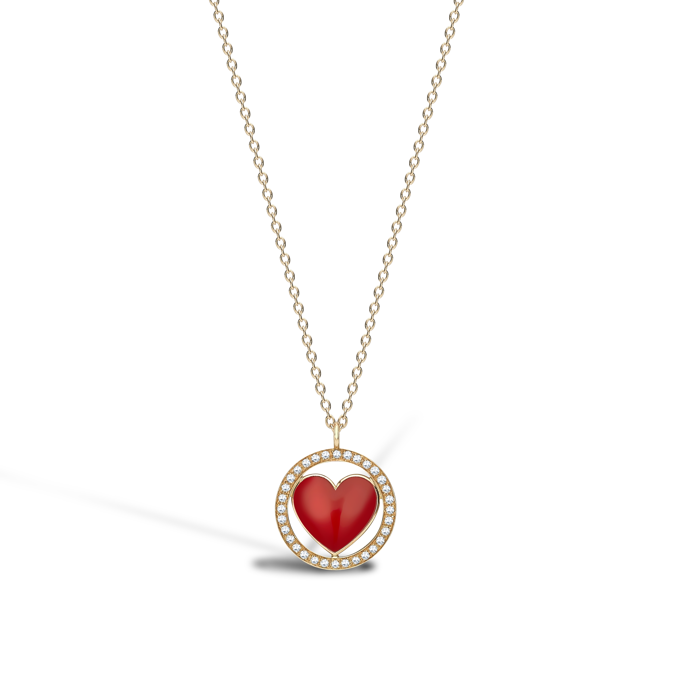 Lady Luck Red Enamel and Brilliant Cut Diamond Pendant Brilliant Cut, Grain Set_1