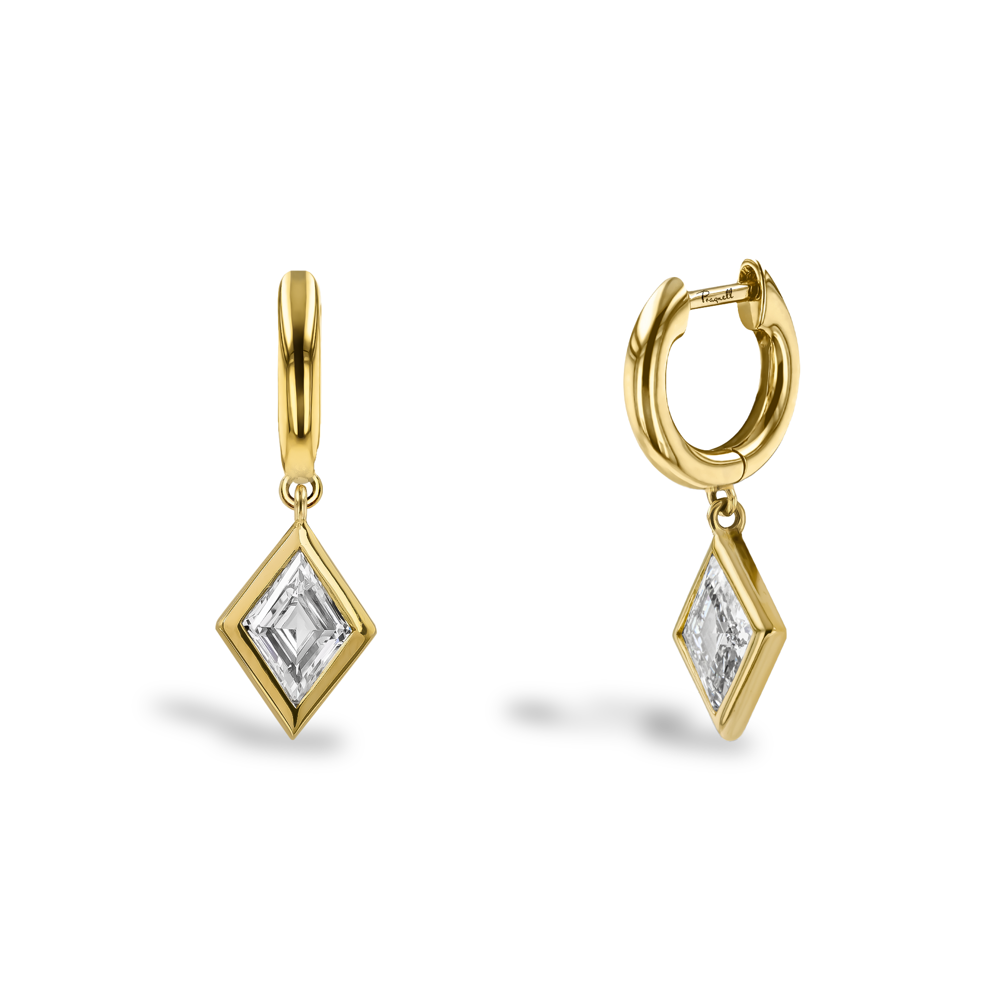 Lozenge Cut 1.13ct Diamond Drop Earrings Lozenge Cut, Rubover Set_1