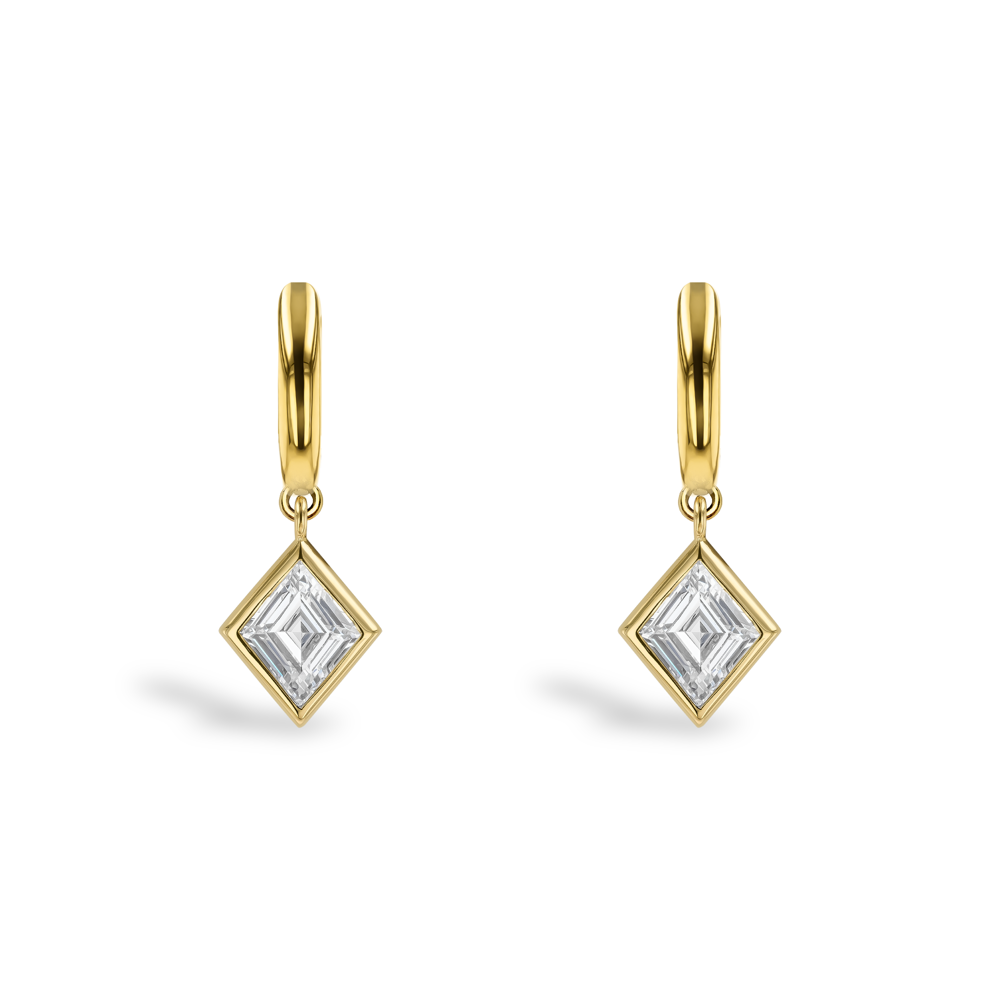 Lozenge Cut 1.12ct Diamond Drop Earrings Lozenge Cut, Rubover Set_2