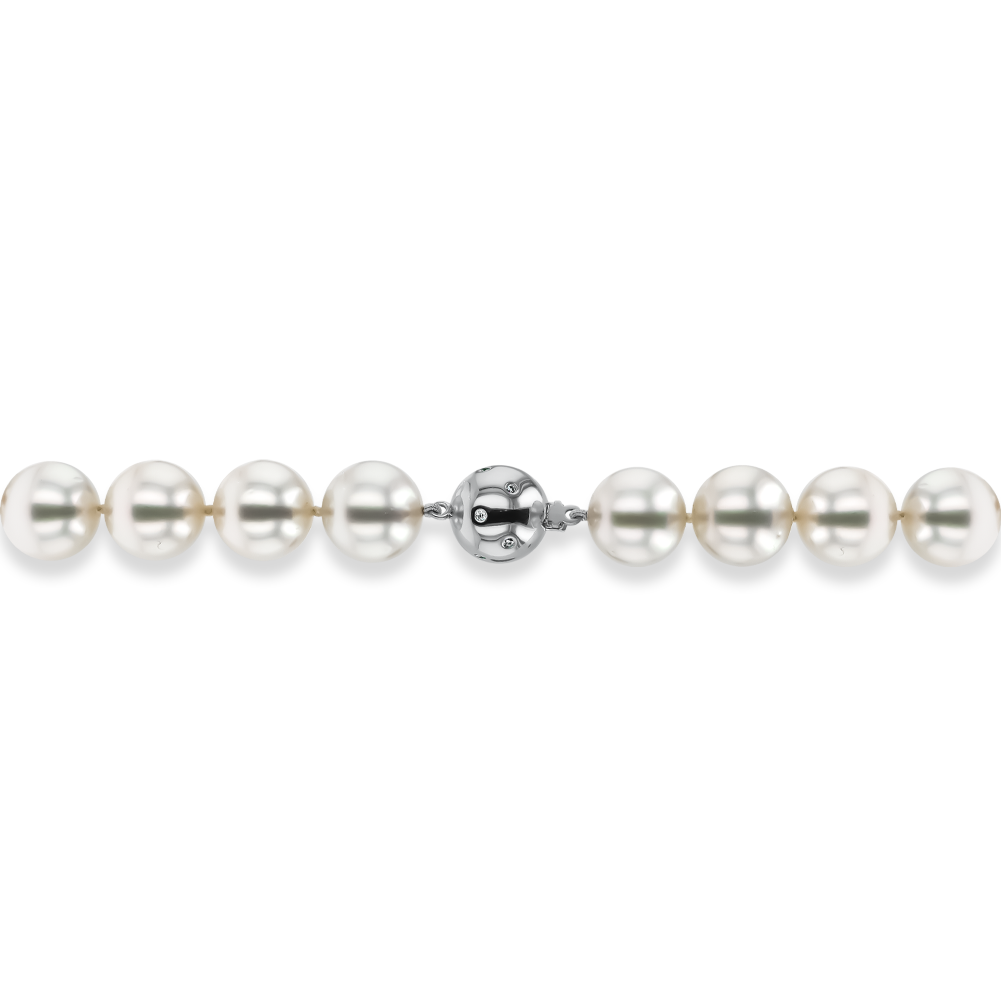 South Sea Pearl Necklace Brilliant cut Diamond Rubover Set Twist Ball Clasp_3