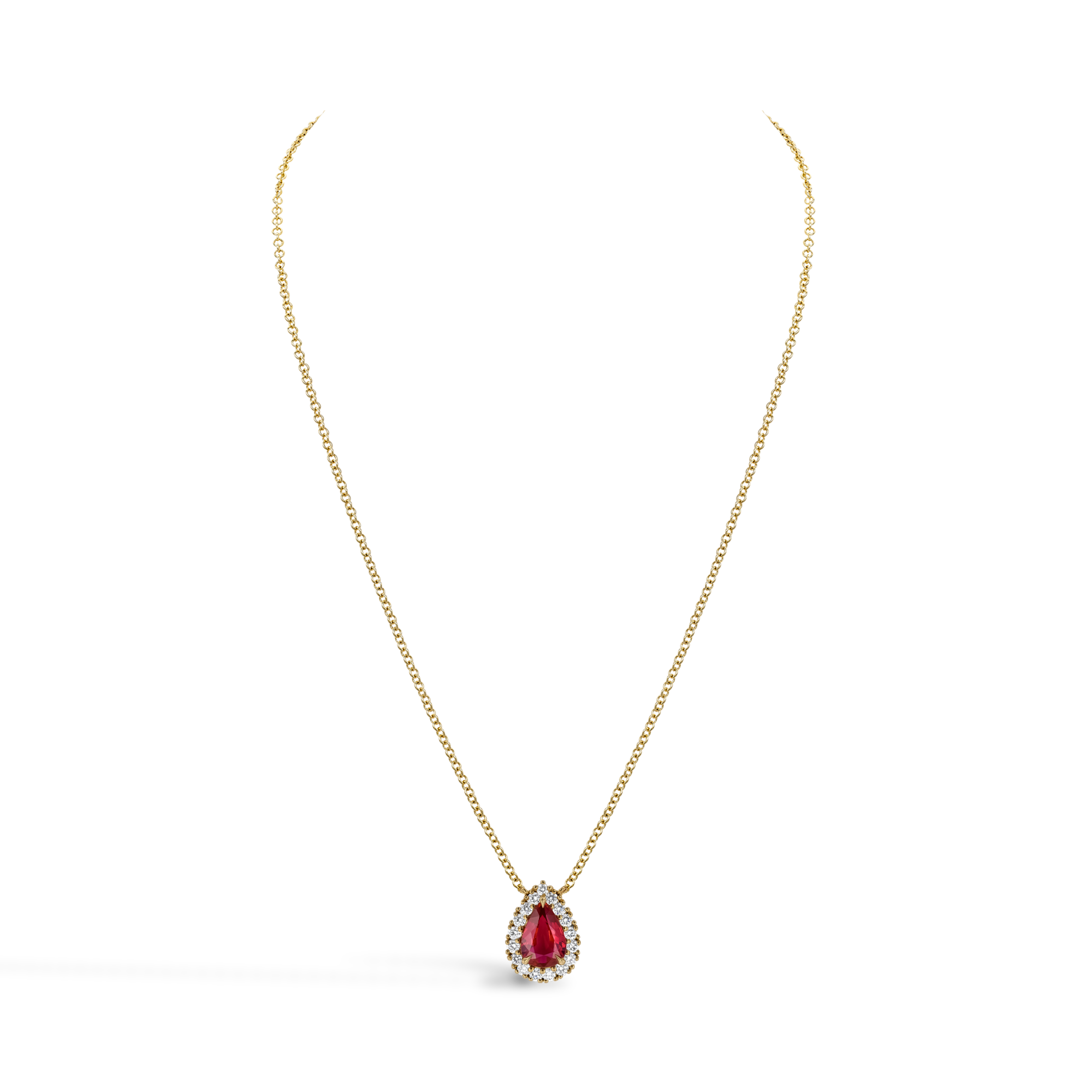 Pear Shaped 1.49ct Ruby and Diamond Pendant Pear Shaped, Claw Set_2