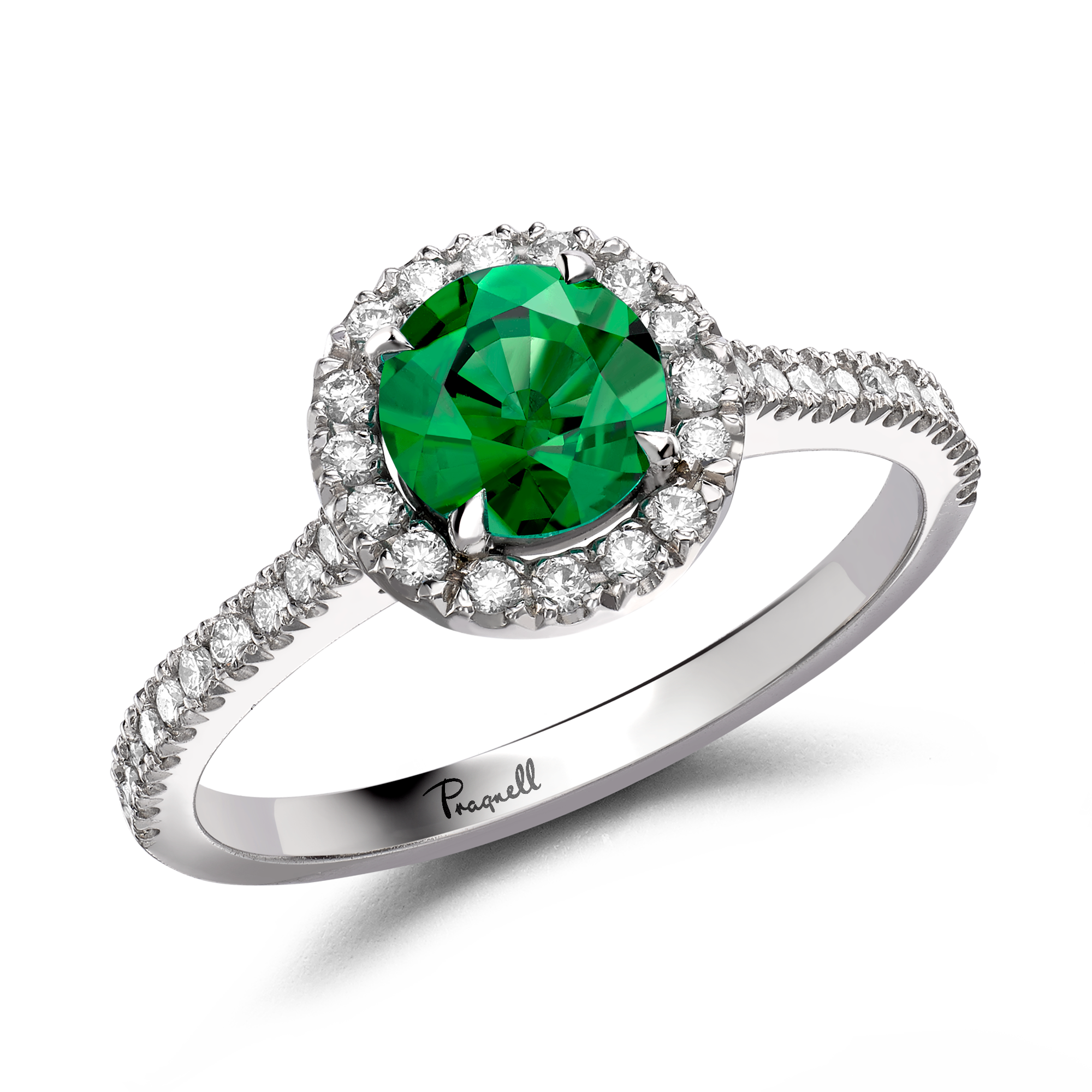 Celestial 0.69ct Emerald and Diamond Cluster Ring Brilliant cut, Claw set_1