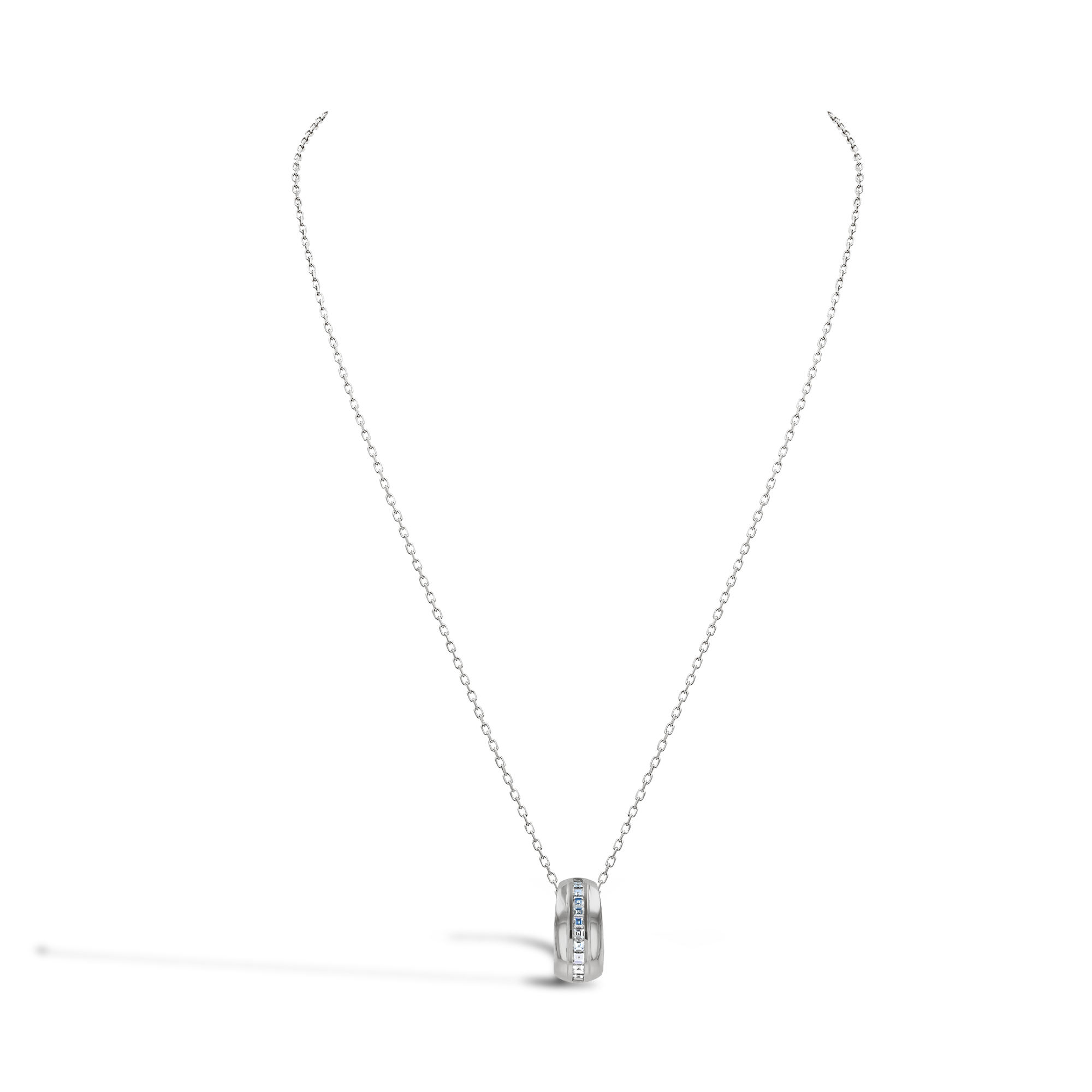 Manhattan 0.25ct Single Row Diamond Pendant Carre Cut, Channel Set_2