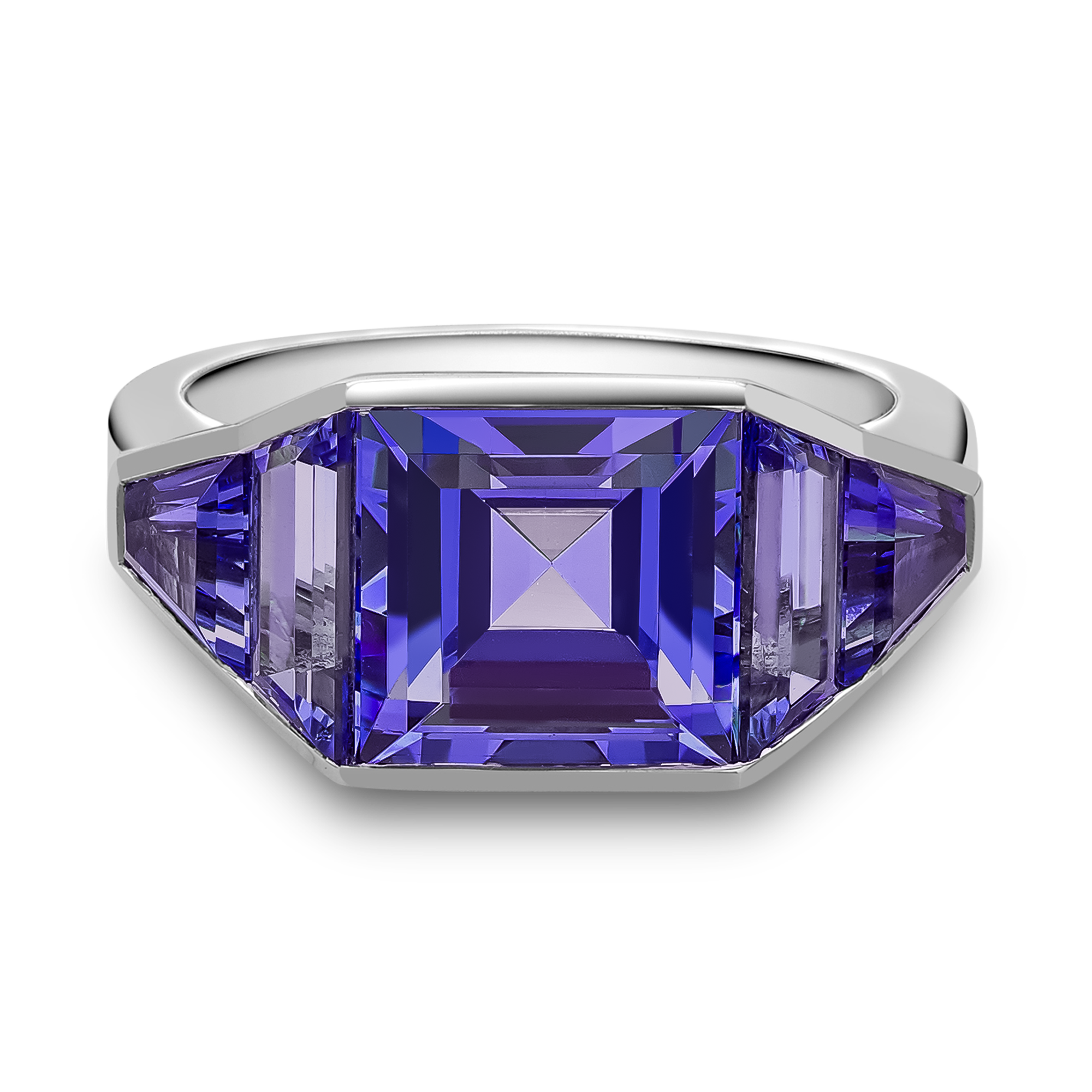 Kingdom Tanzanite Ring Carre Cut, Rubover Set_2