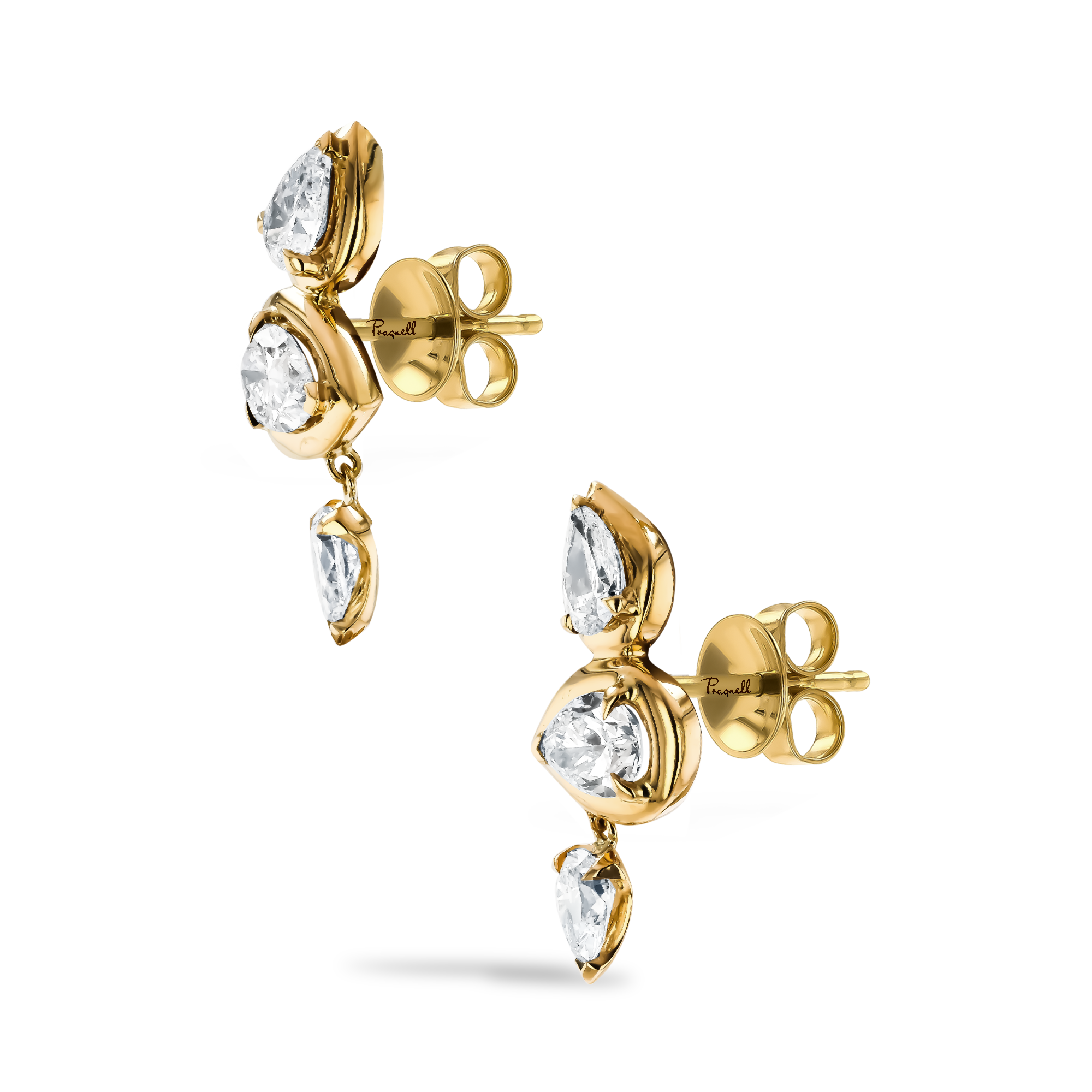 Skimming Stone 1.71ct Diamond Drop Earrings Pearshape, Claw Set_2