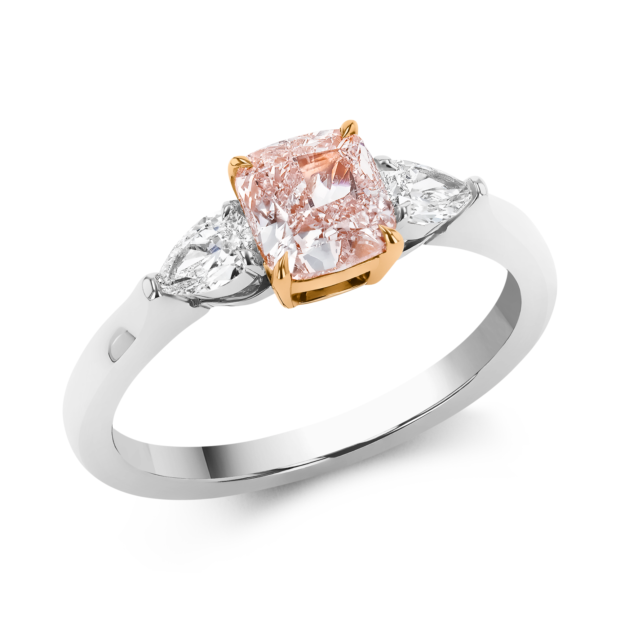 Cushion Cut 1.06ct Fancy Light Pink Diamond Ring Cushion & Pear Cut, Claw Set_1