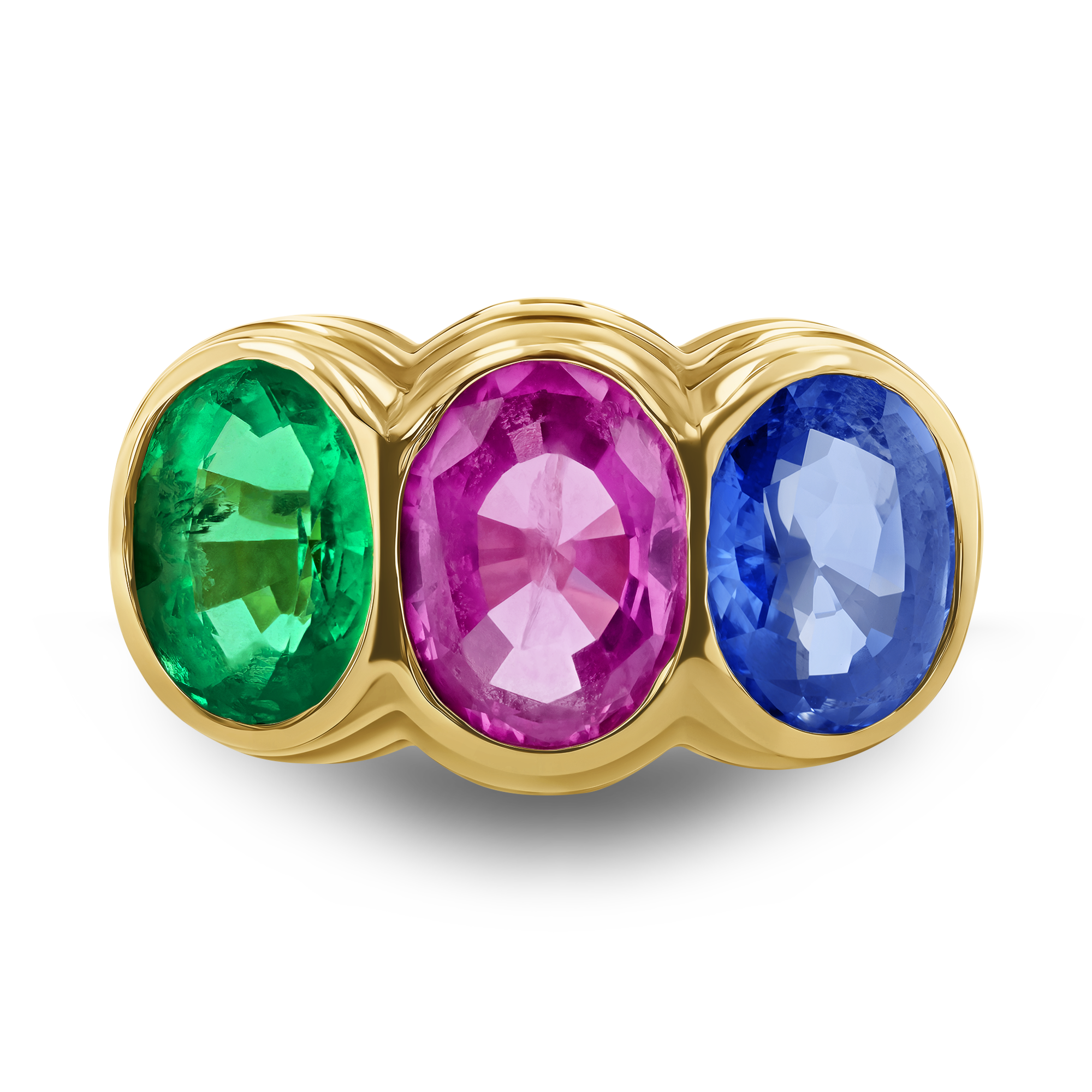 Bvlgari Sapphire, Ruby and Emerald Ring Oval Cut, Rubover Set_2