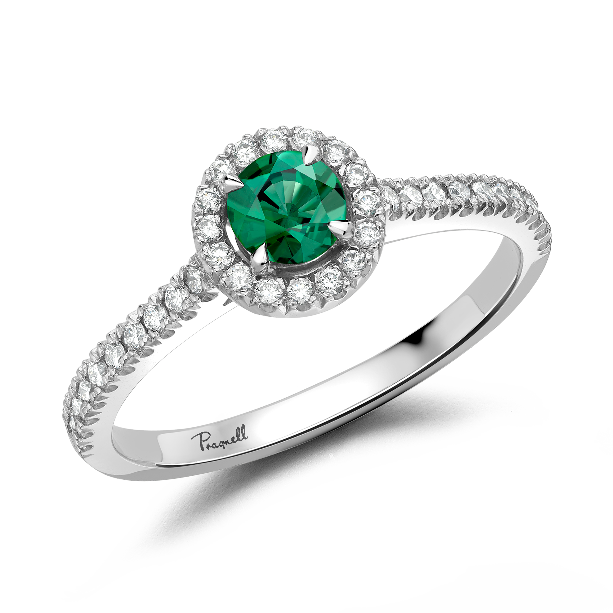 Celestial 0.30ct Emerald and Diamond Cluster Ring Brilliant cut, Claw set_1