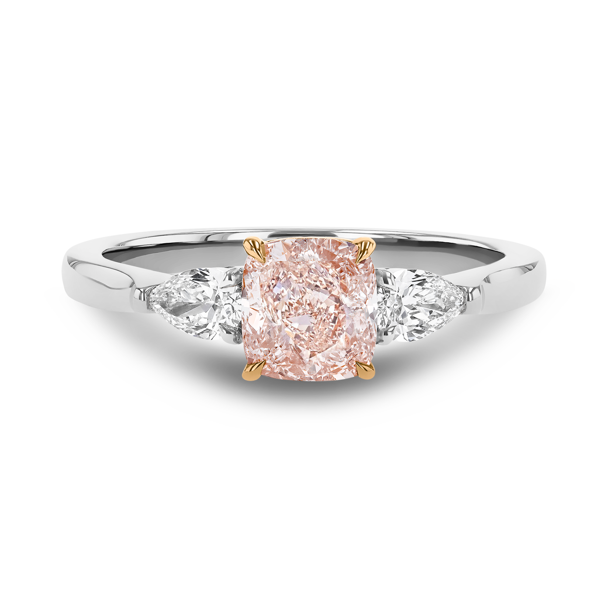 Cushion Cut 1.06ct Fancy Light Pink Diamond Ring Cushion & Pear Cut, Claw Set_2