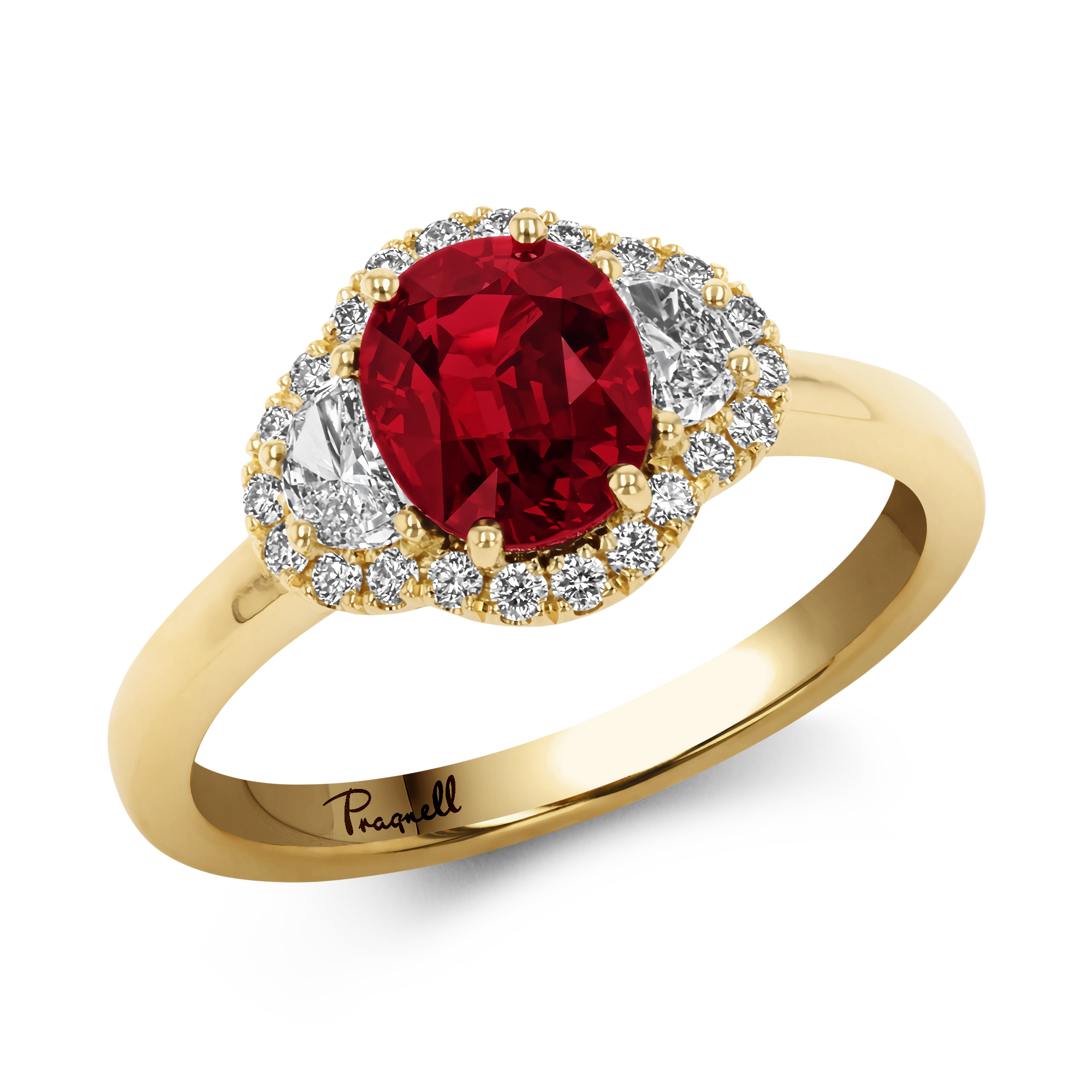 Mozambique 1.41ct Vivid Red Ruby and Diamond Cluster Ring Oval Cut, Rubover Set_1