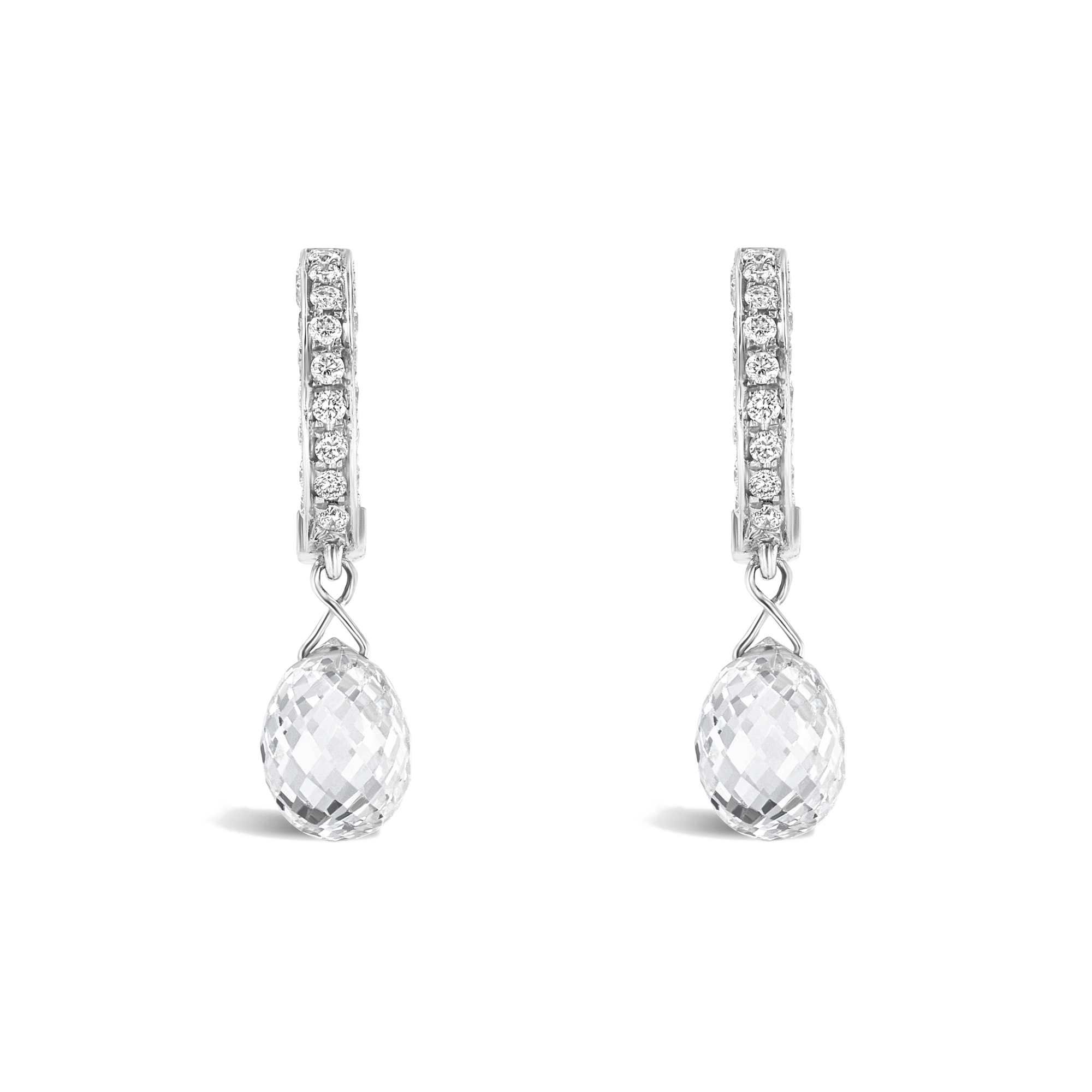 Briolette Diamond Drop Earrings Briolette & Brilliant Cut, Thread Set_2