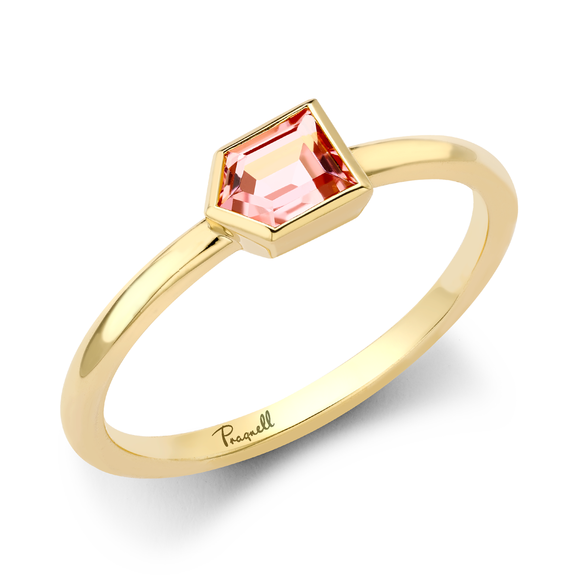 Lady Garden 0.42ct Pink Tourmaline Solitaire Ring Bullet Cut, Rubover Set_1