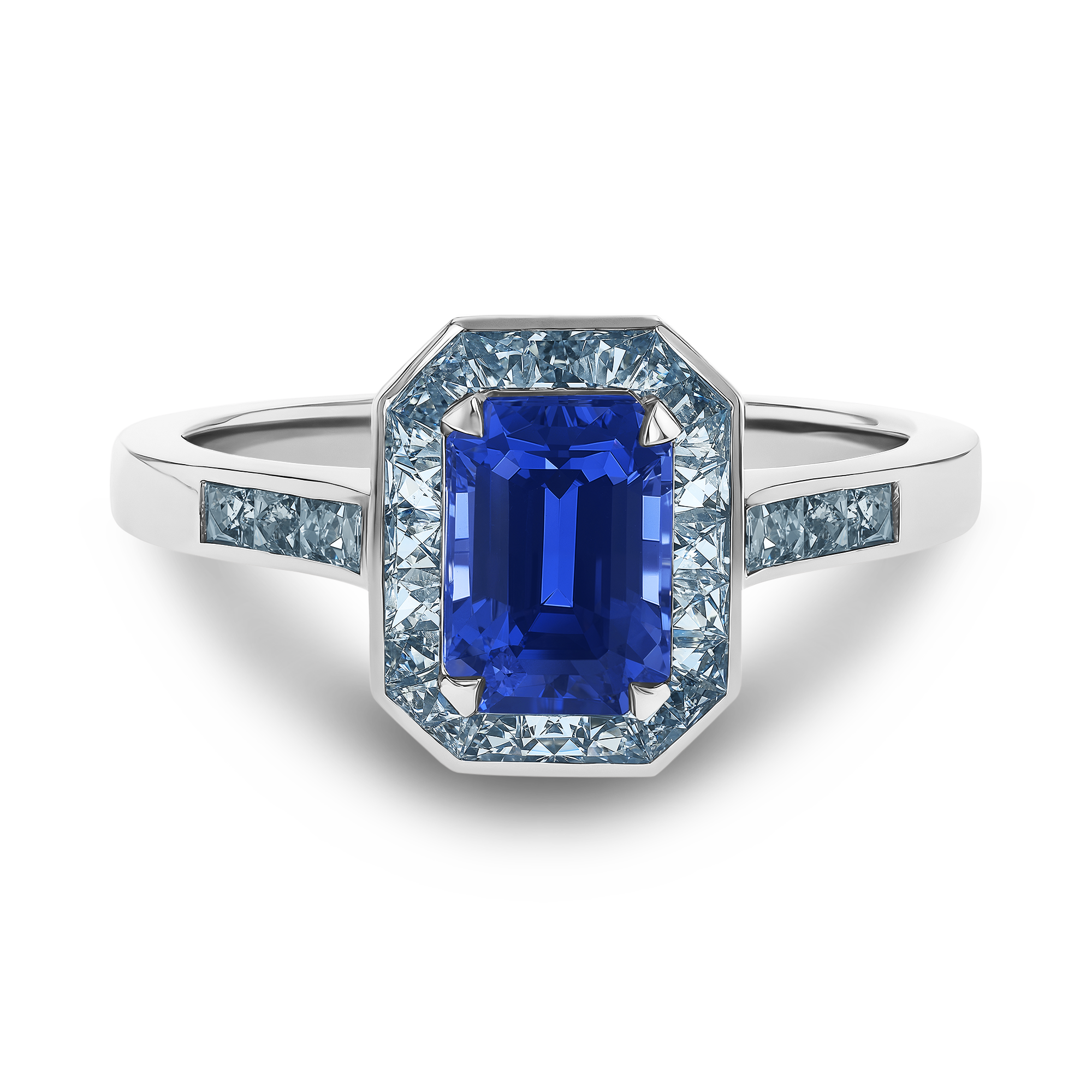 Gatsby 1.66ct Sapphire and Aquamarine Cluster Ring Octagon Cut, Claw Set_2