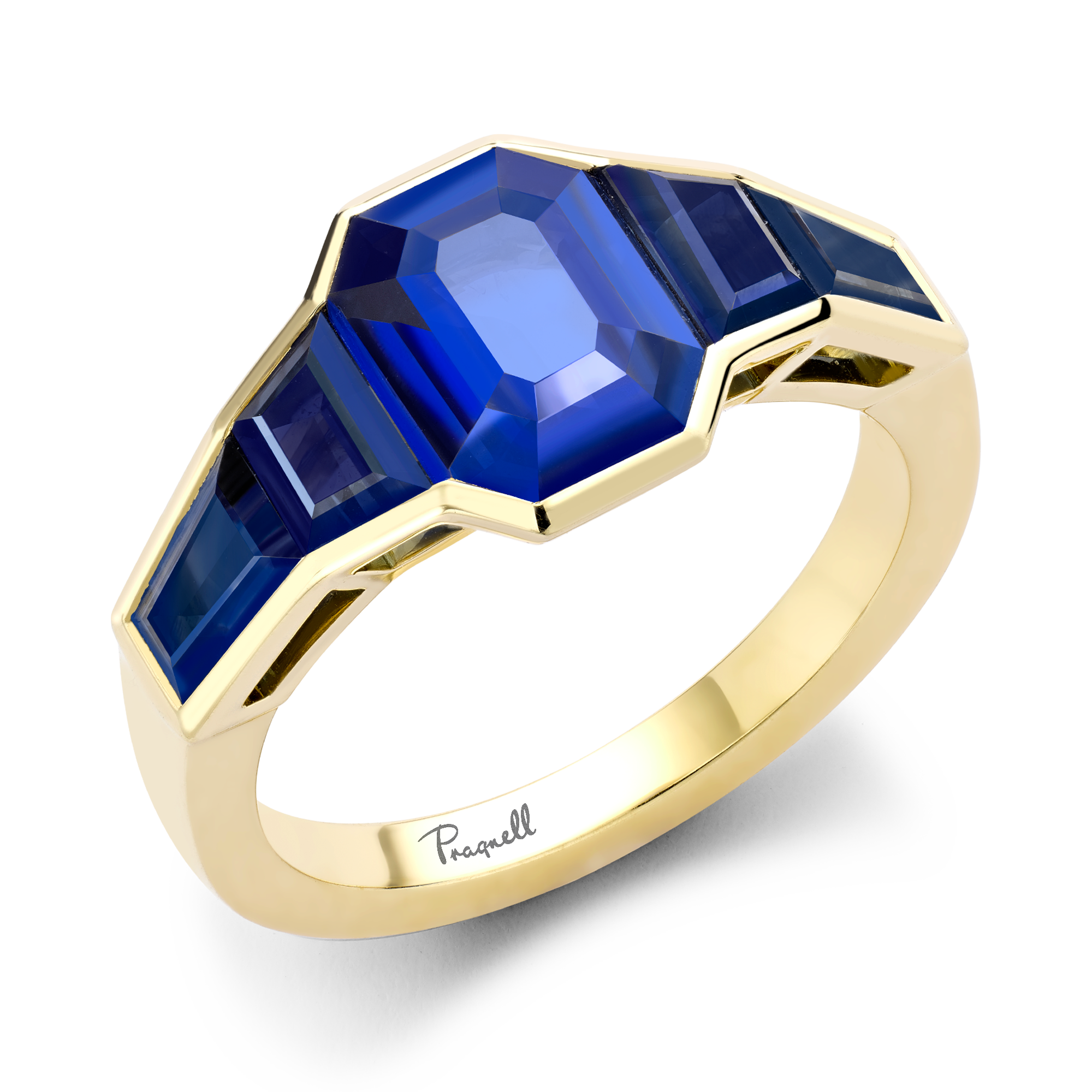 Kingdom Sri Lankan Sapphire Ring Trap & Baguette Cut, Rubover Set_1