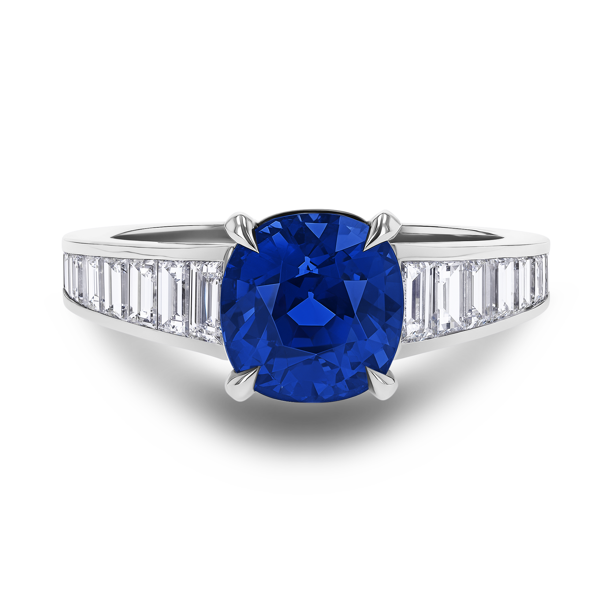 Masterpiece 2.99ct Burmese Sapphire and Diamond Ring Cushion modern cut, Claw set_2